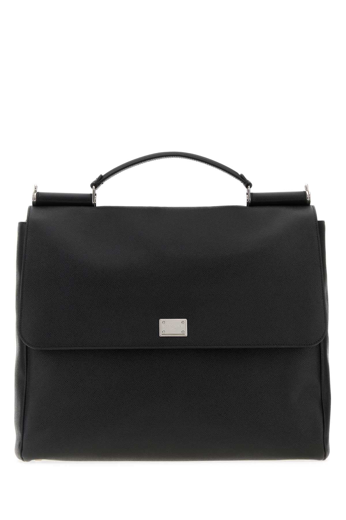 Dolce & Gabbana Men Black Leather Sicily Briefcase DOLCE & GABBANA