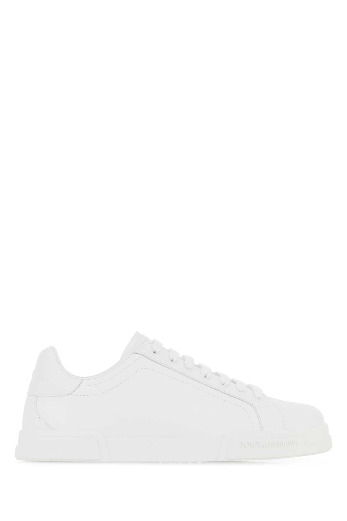 Dolce & Gabbana Men White Leather Portofino Sneakers DOLCE & GABBANA