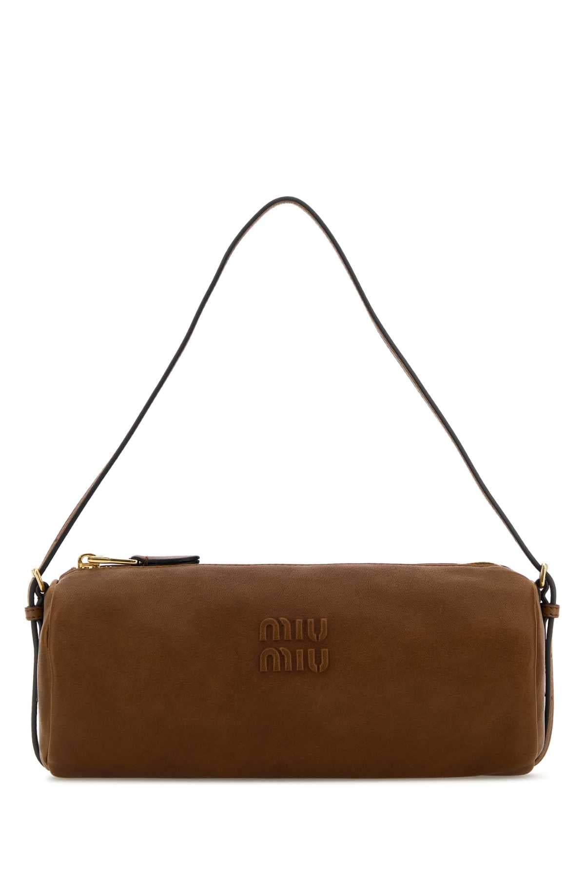 Miu Miu Women Brown Nappa Leather Shoulder Bag MIU MIU