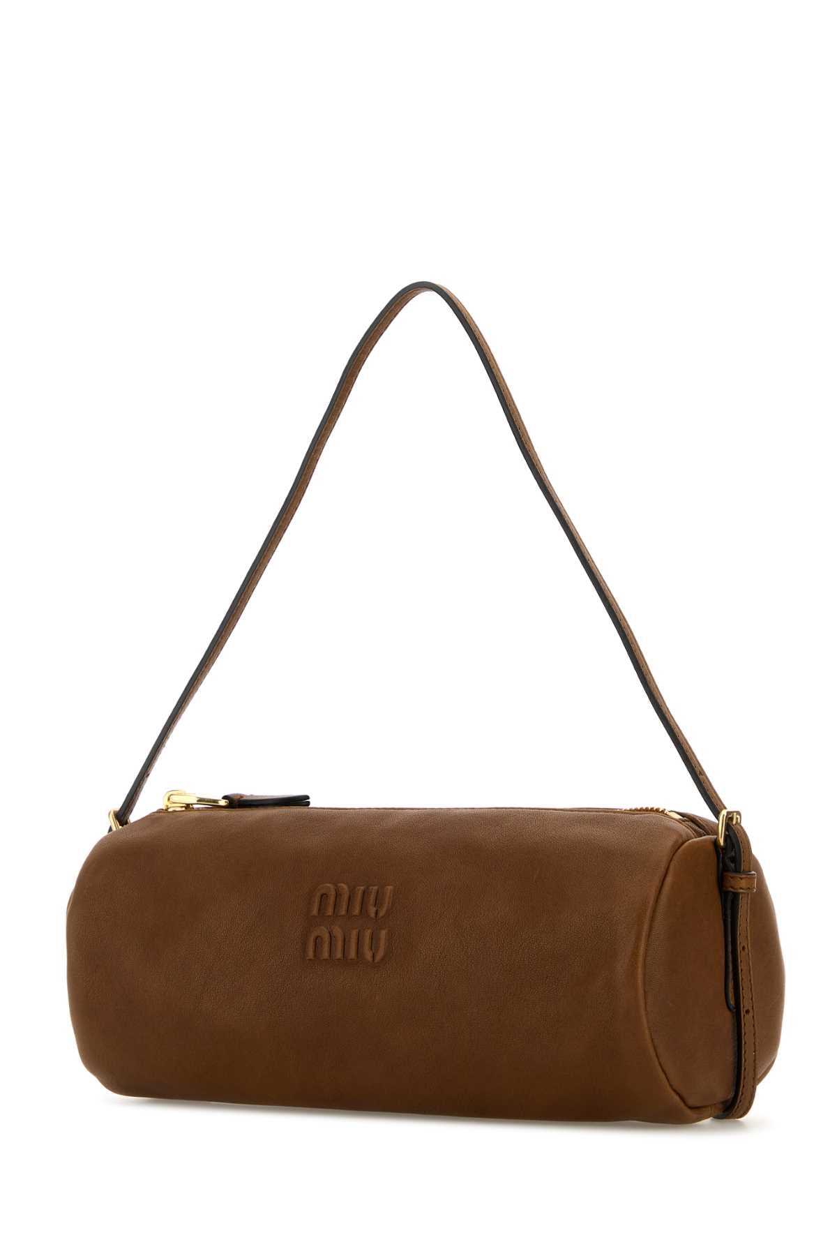 Miu Miu Women Brown Nappa Leather Shoulder Bag MIU MIU