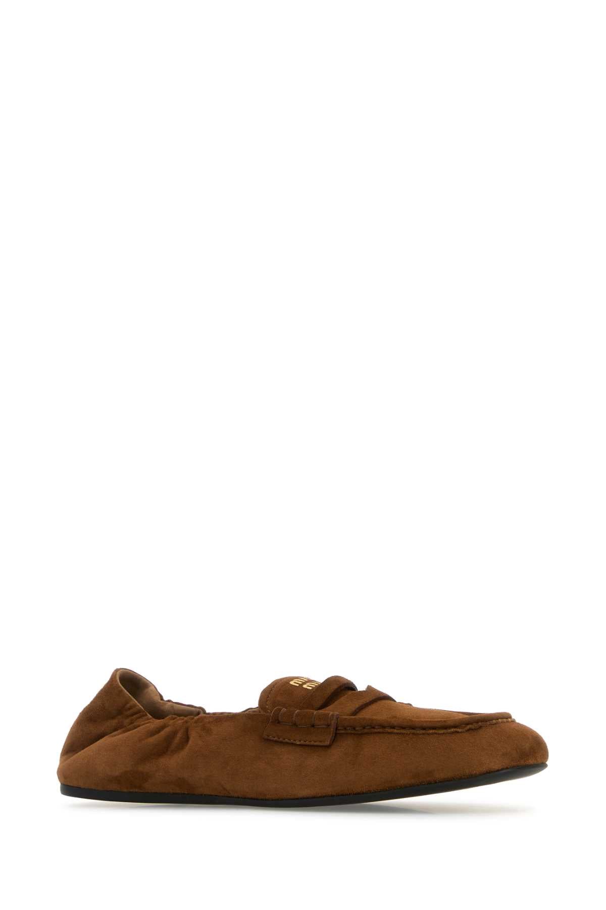 Miu Miu Women Brown Suede Leather Loafers MIU MIU