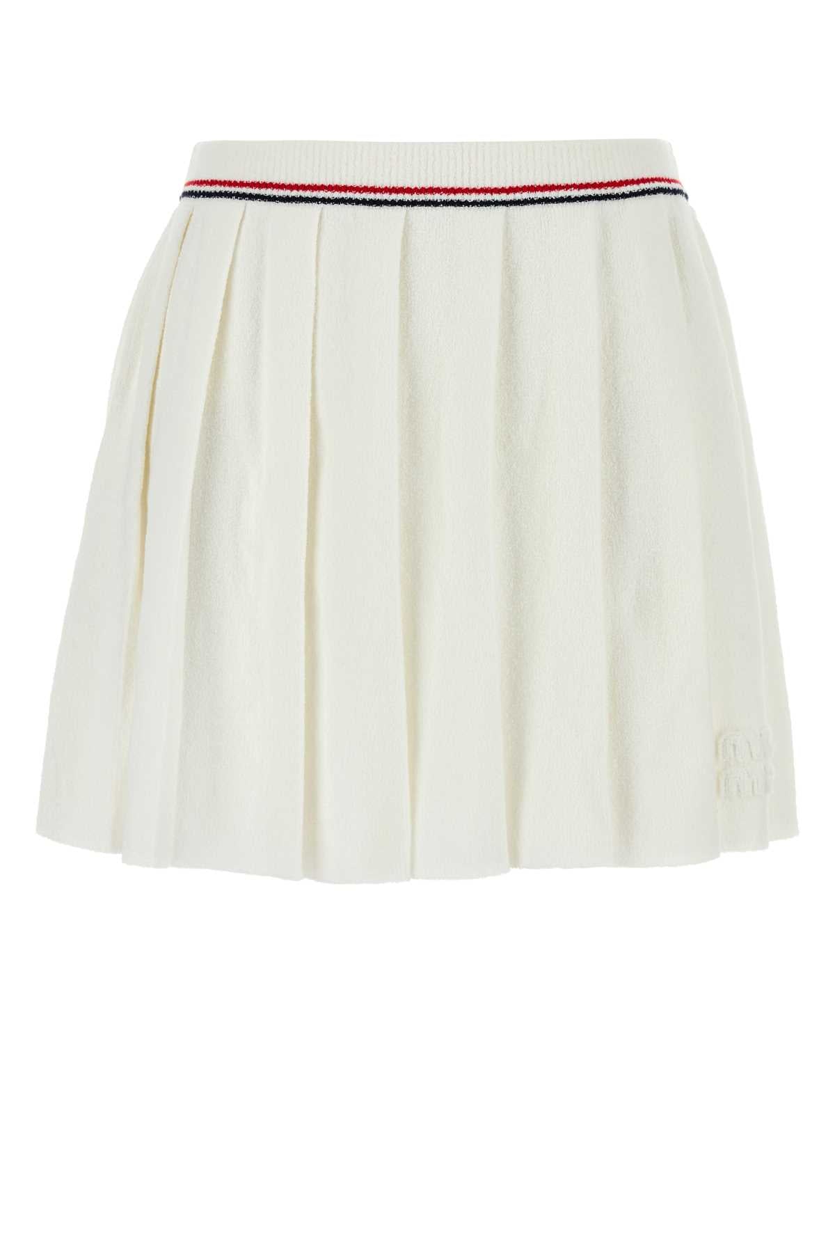 Miu Miu Women White Stretch Terry Fabric Skirt MIU MIU