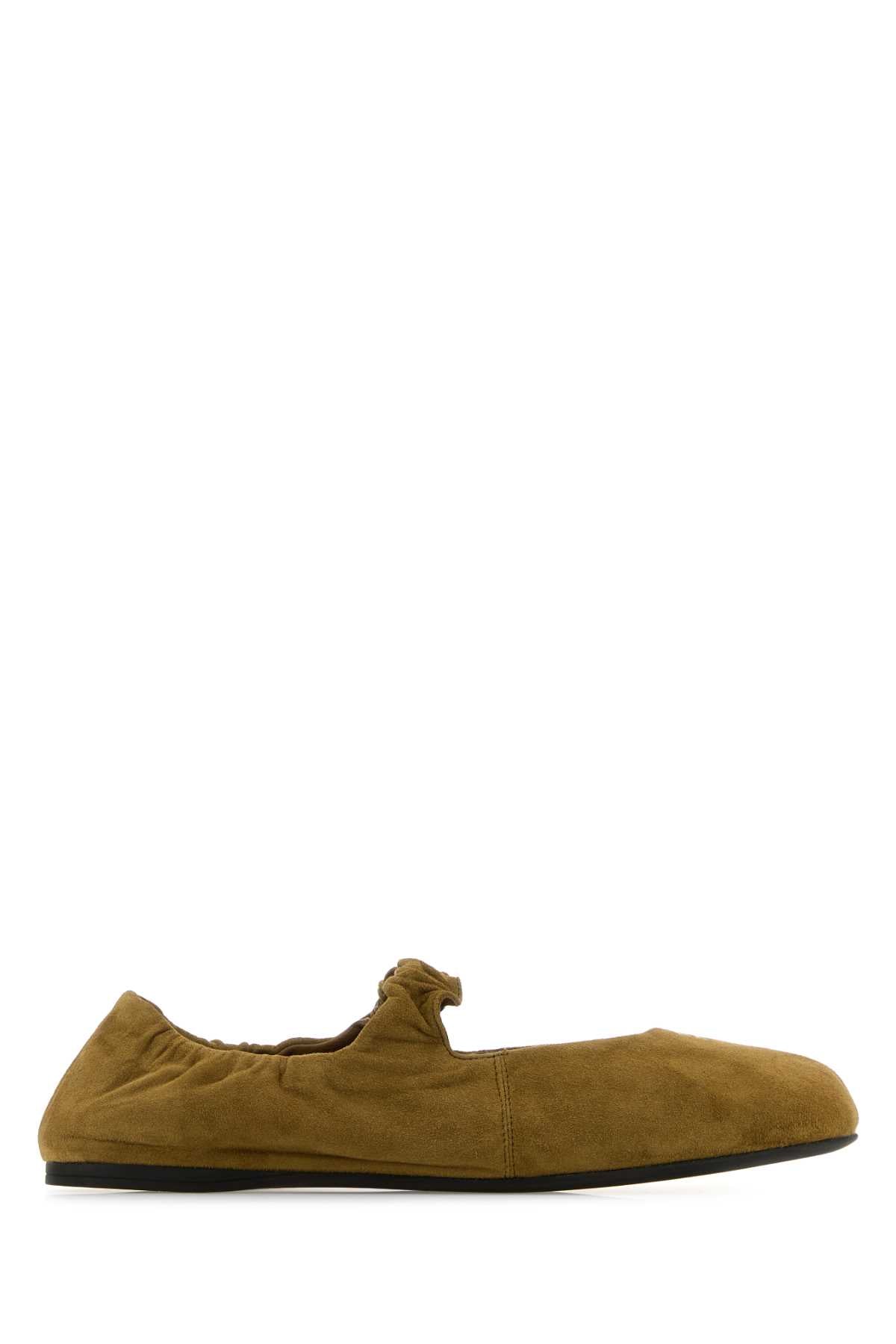 Miu Miu Women Olive Green Suede Ballerinas MIU MIU