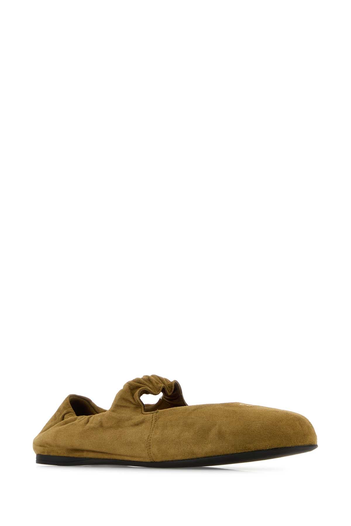 Miu Miu Women Olive Green Suede Ballerinas MIU MIU