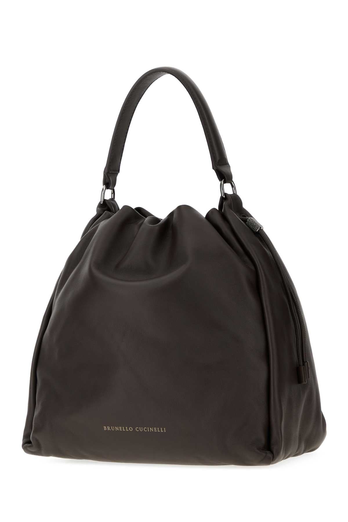 Brunello Cucinelli Women Dark Brown Leather Handbag BRUNELLO CUCINELLI