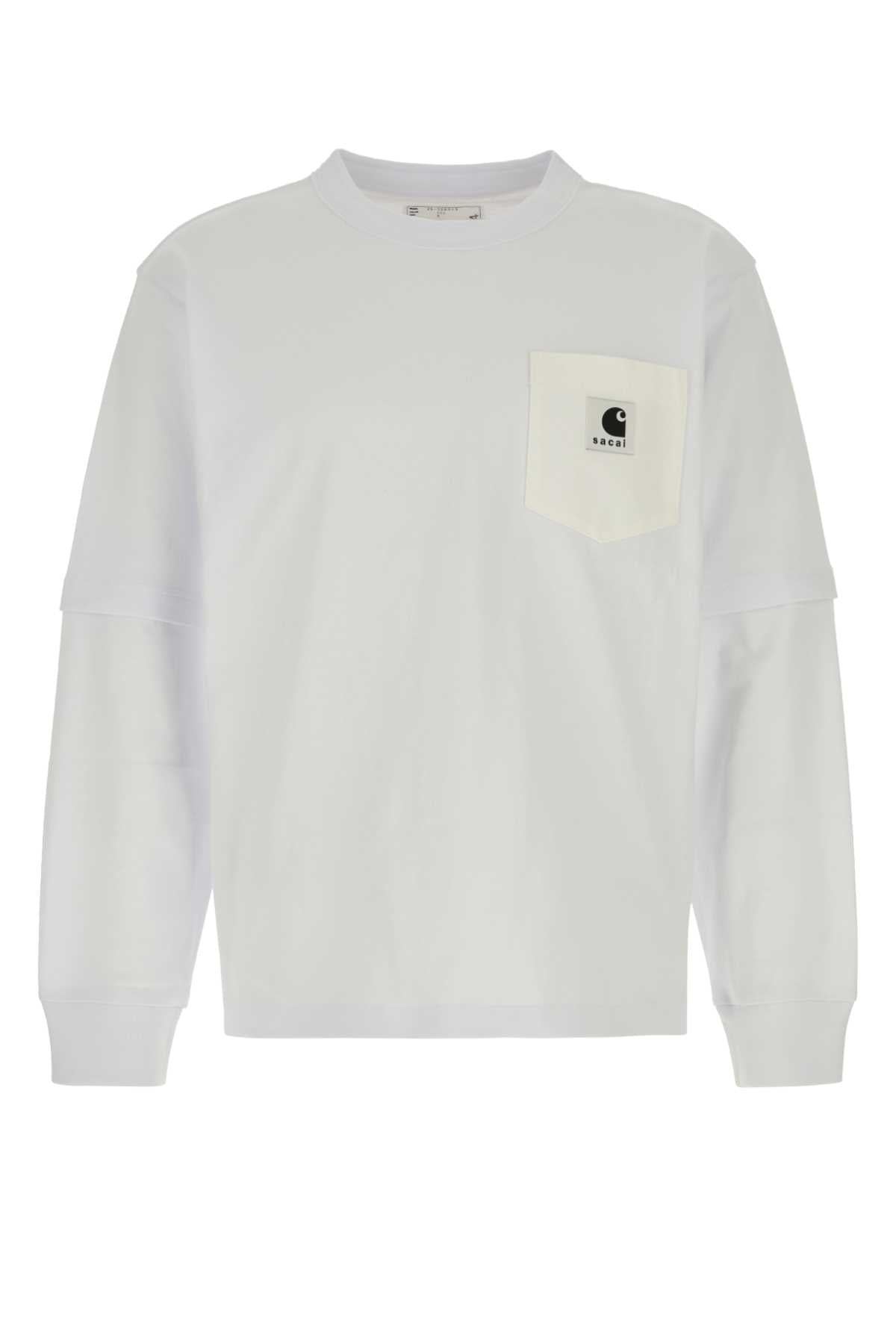 Sacai Unisex White Cotton Sacai X Carhartt Wip T-Shirt SACAI