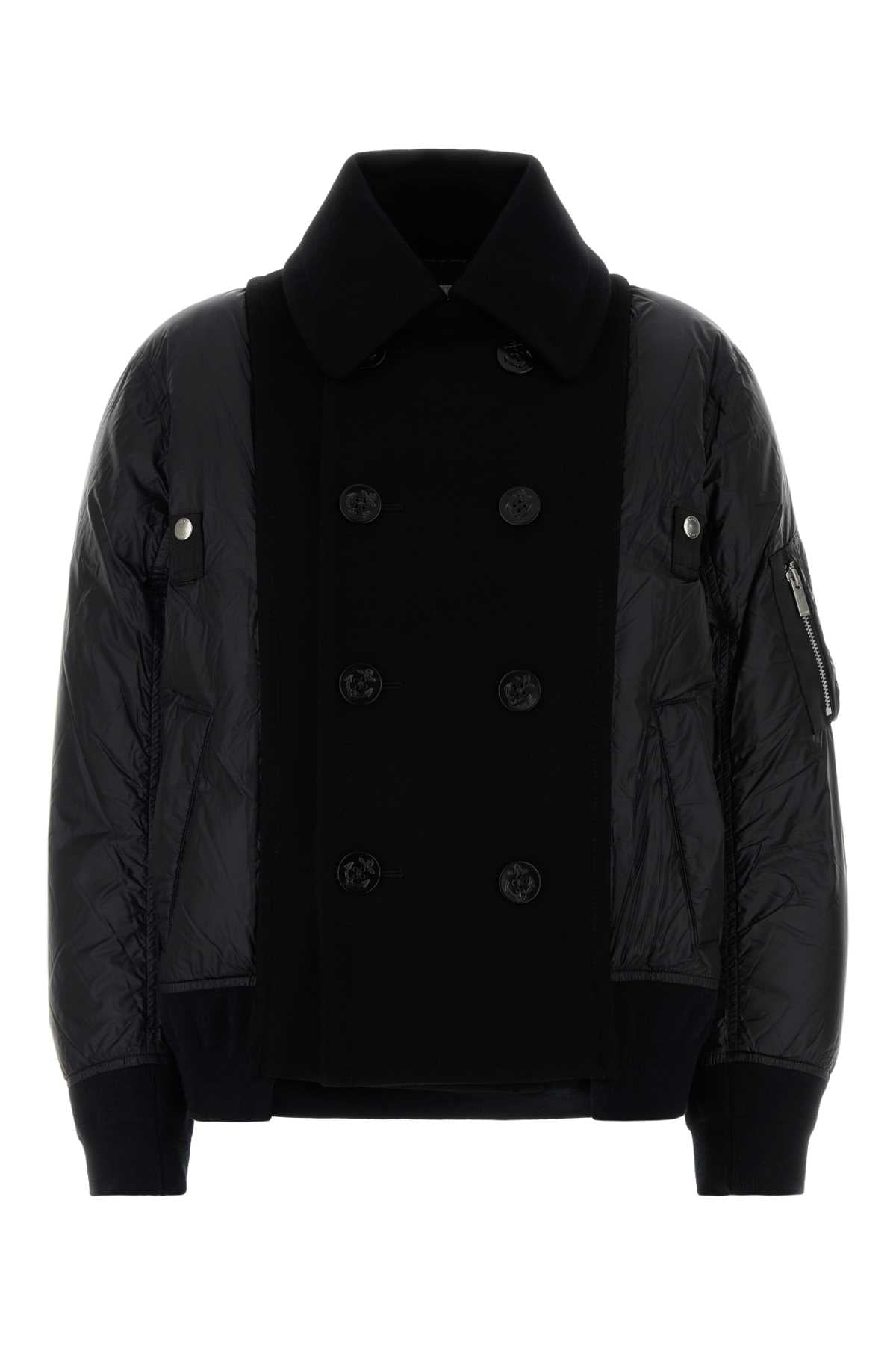 Sacai Women Black Nylon Sown Jacket SACAI