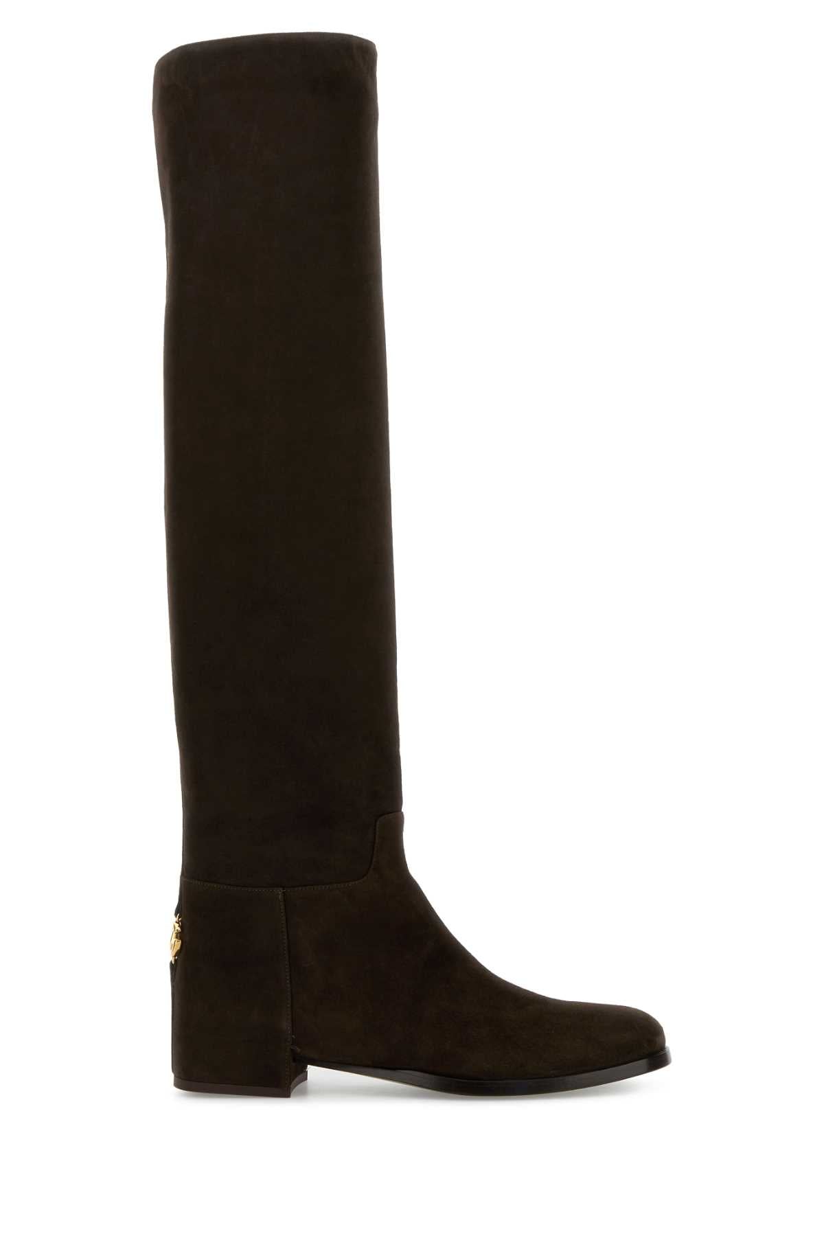Dolce & Gabbana Women Chocolate Suede Boots DOLCE & GABBANA