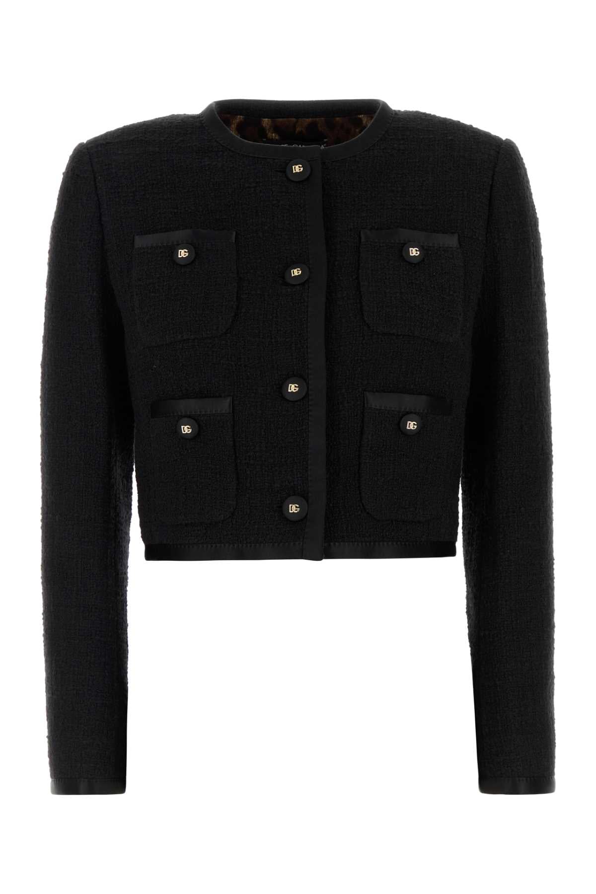 Dolce & Gabbana Women Black Boucle Blazer DOLCE & GABBANA