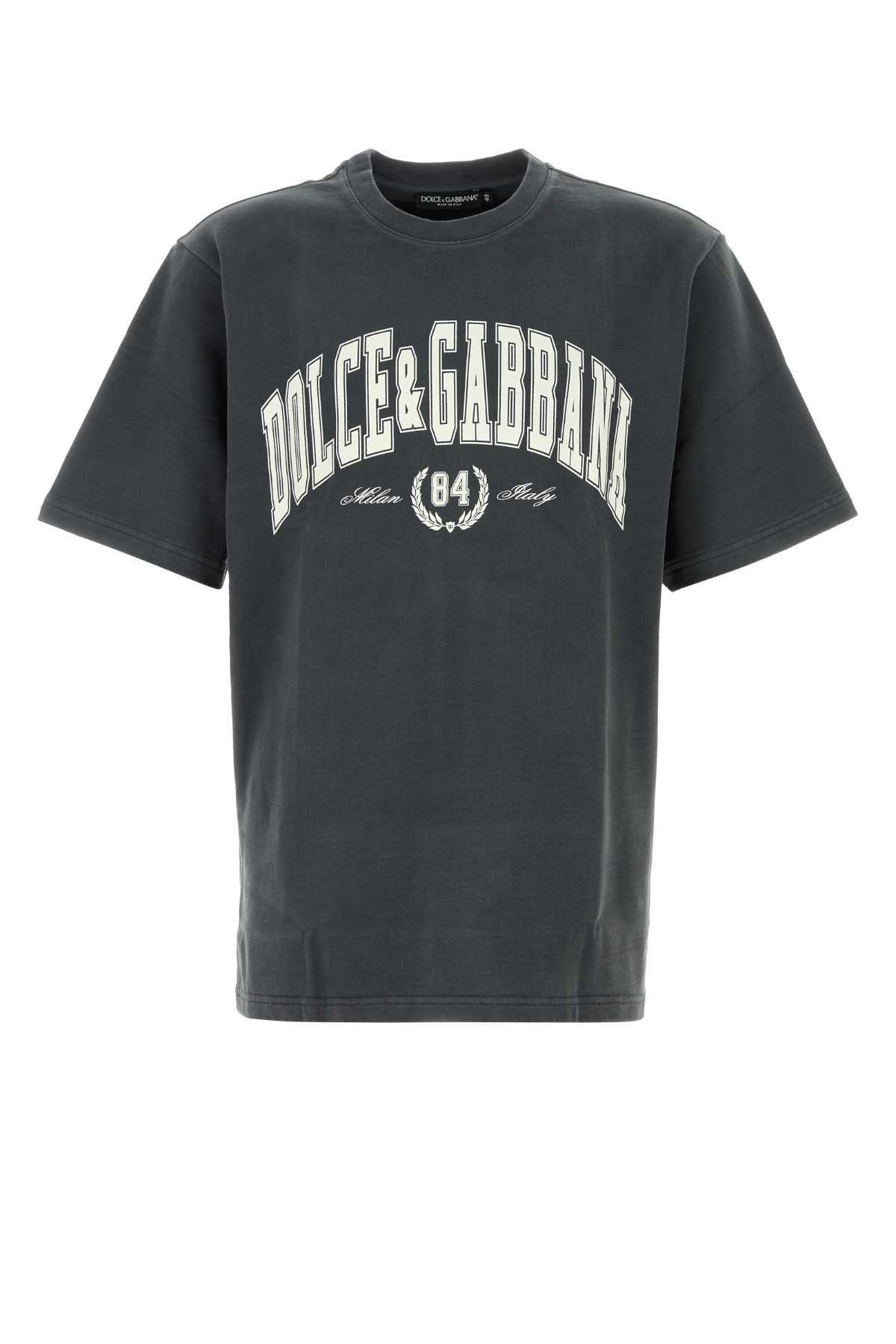 Dolce & Gabbana Men Charcoal Cotton T-Shirt DOLCE & GABBANA