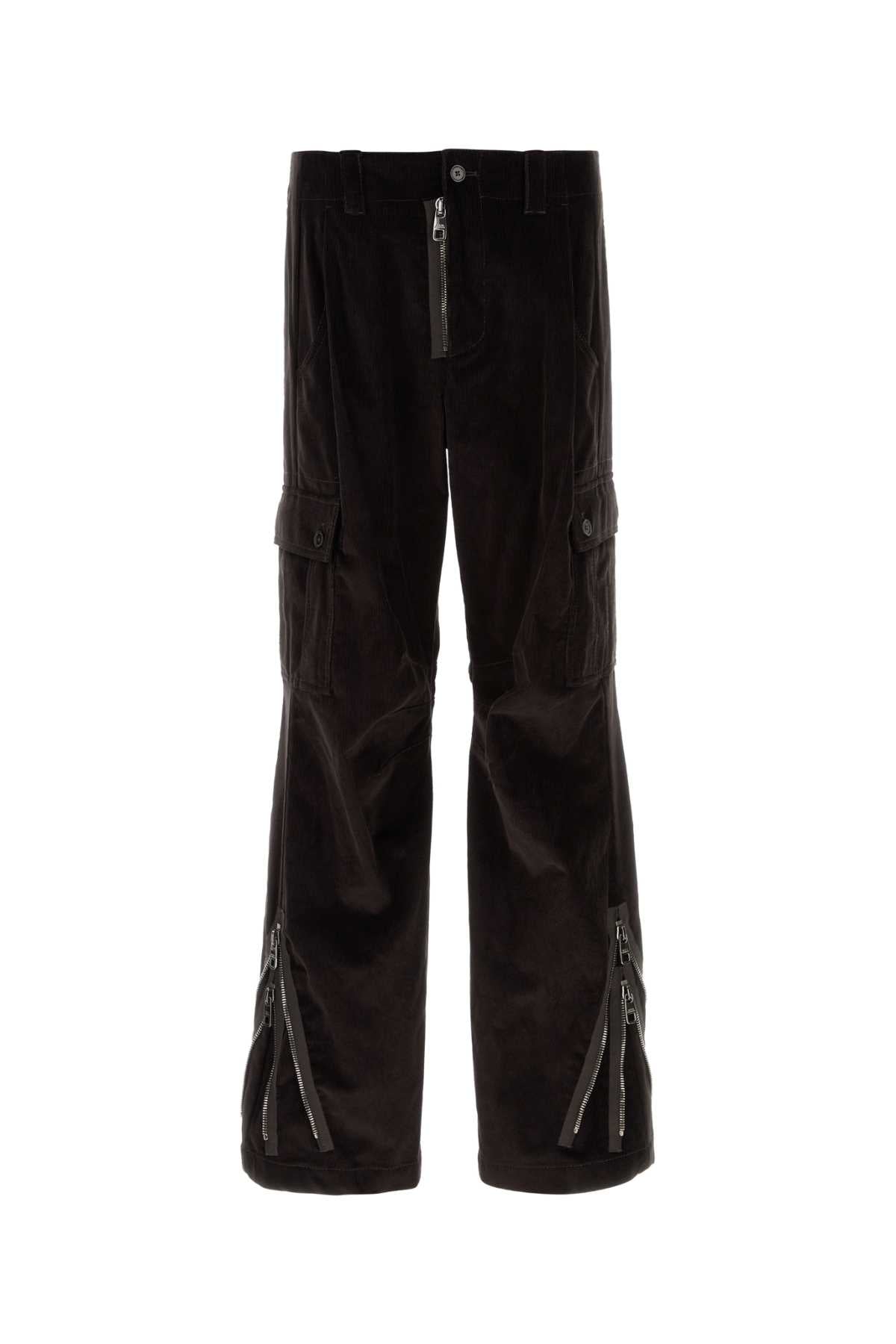 Dolce & Gabbana Men Dark Brown Corduroy Cargo Pant