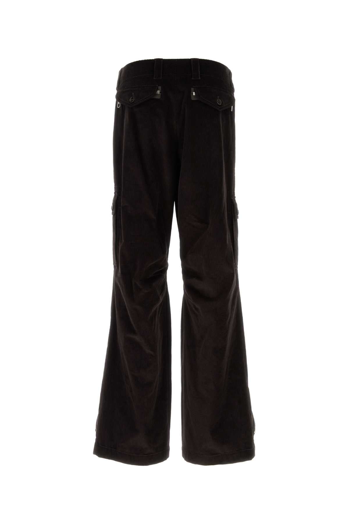 Dolce & Gabbana Men Dark Brown Corduroy Cargo Pant