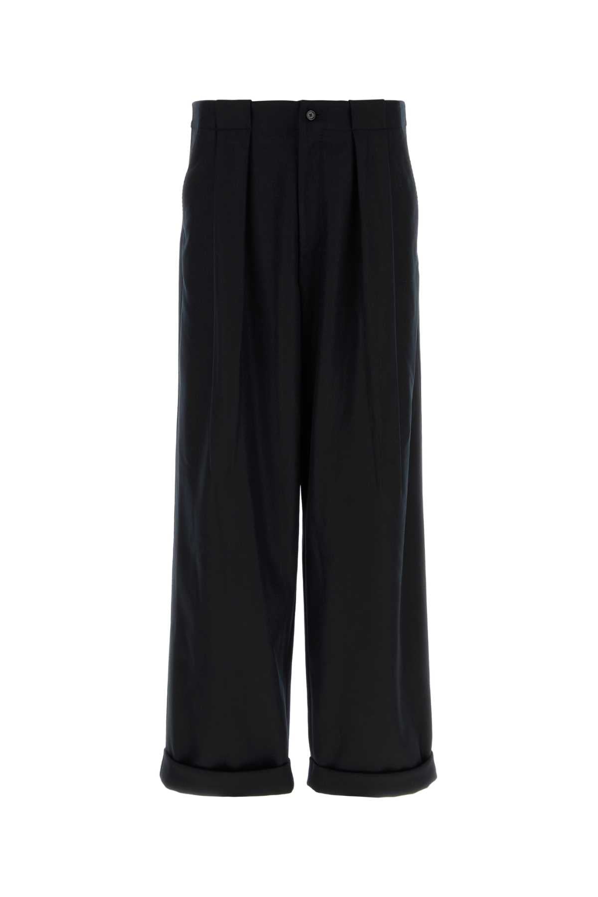 Dolce & Gabbana Men Black Wool Wide-Leg Pant DOLCE & GABBANA
