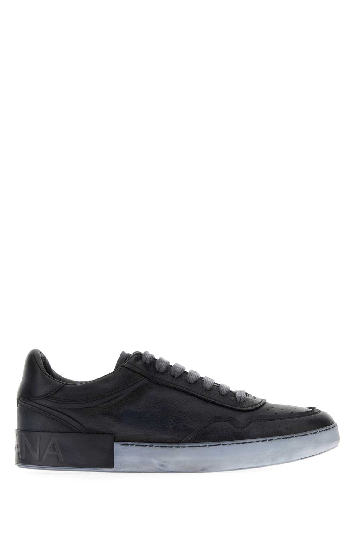 Dolce & Gabbana Men Black Leather Sneakers DOLCE & GABBANA