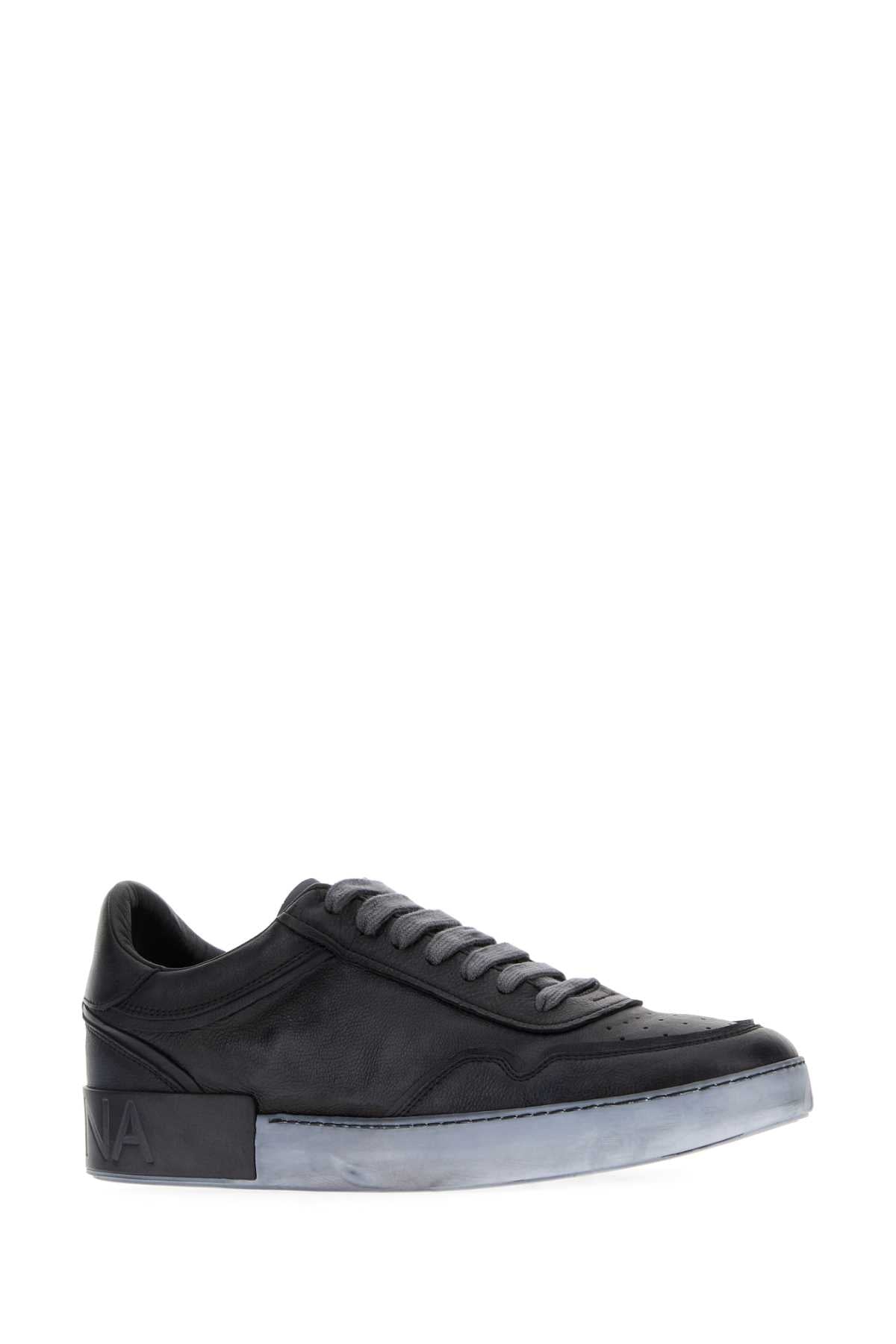 Dolce & Gabbana Men Black Leather Sneakers DOLCE & GABBANA