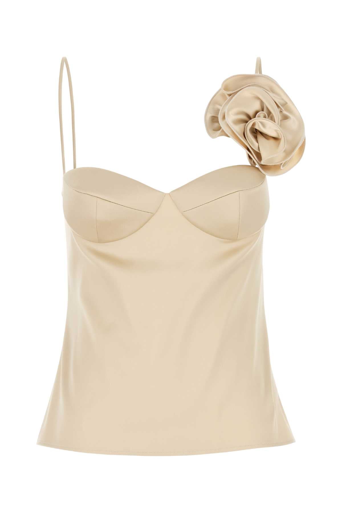 Magda Butrym Women Beige Stretch Satin Top MAGDA BUTRYM