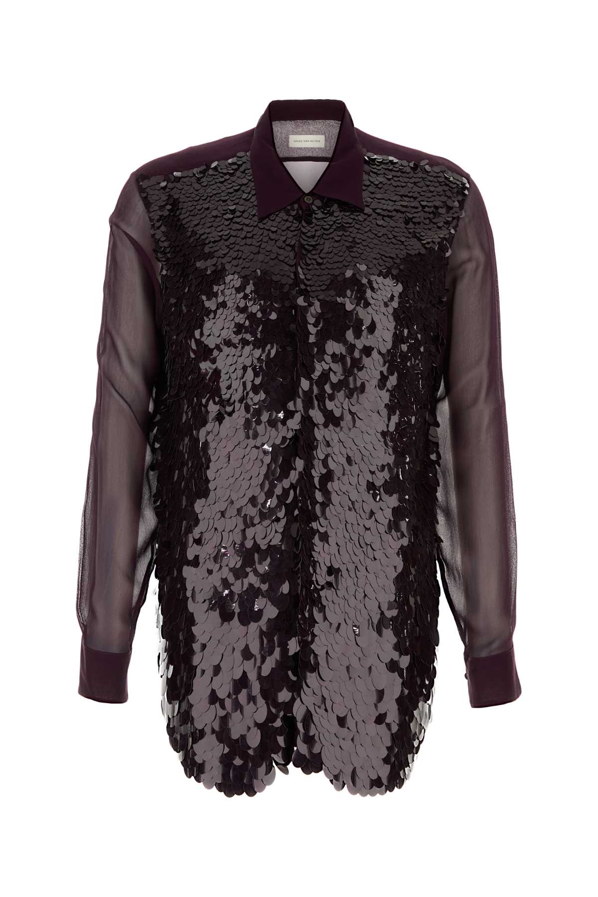 Dries Van Noten Men Purple Crepe Curles Shirt