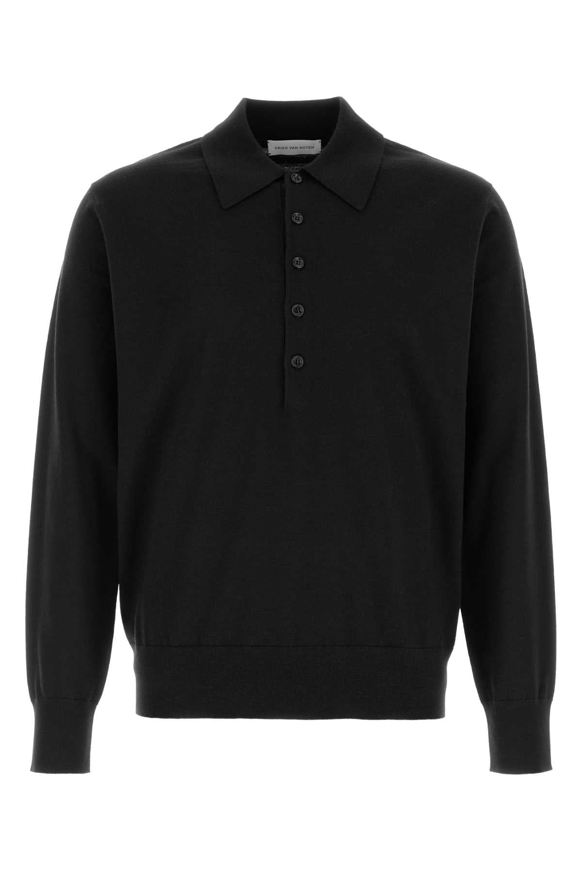 Dries Van Noten Men Black Wool Muano Polo Shirt DRIES VAN NOTEN