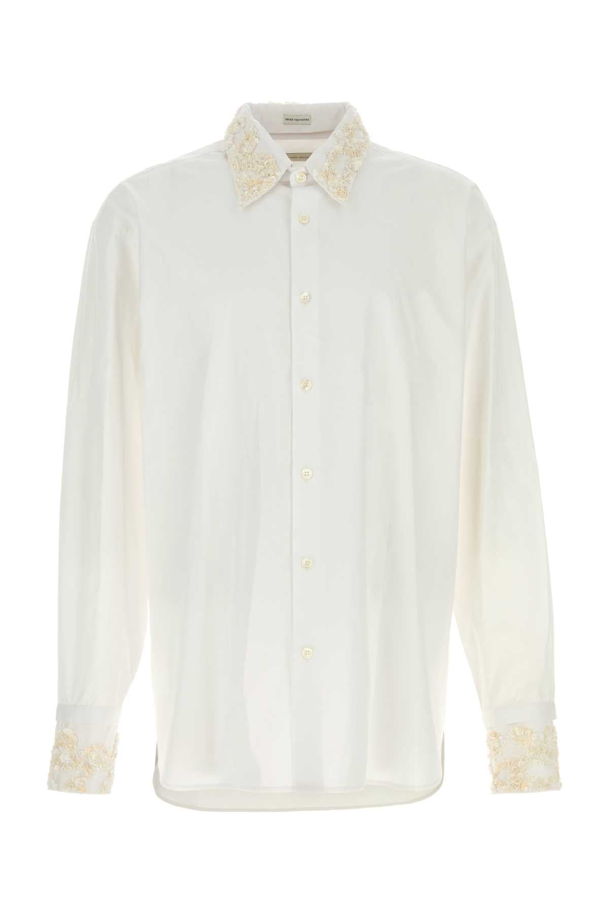 Dries Van Noten Men White Poplin Shirt