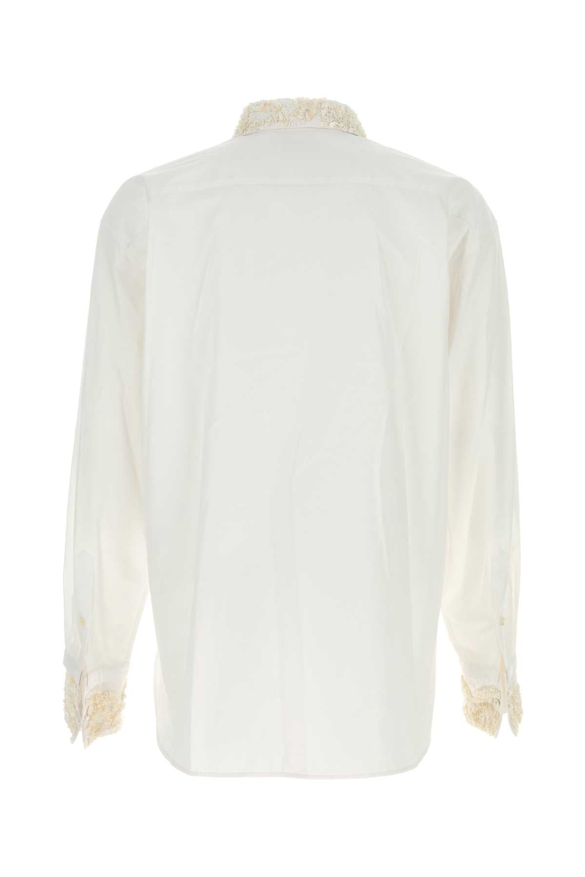 Dries Van Noten Men White Poplin Shirt