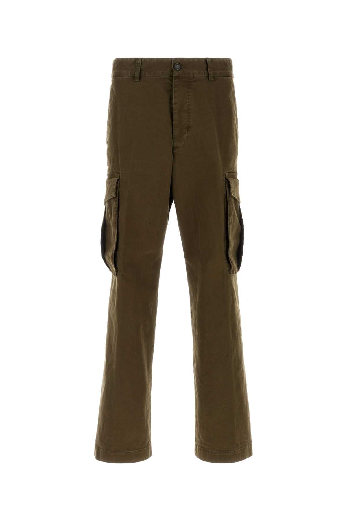 Dsquared Men Olive Green Stretch Cotton Loose Cargo Pant DSQUARED2