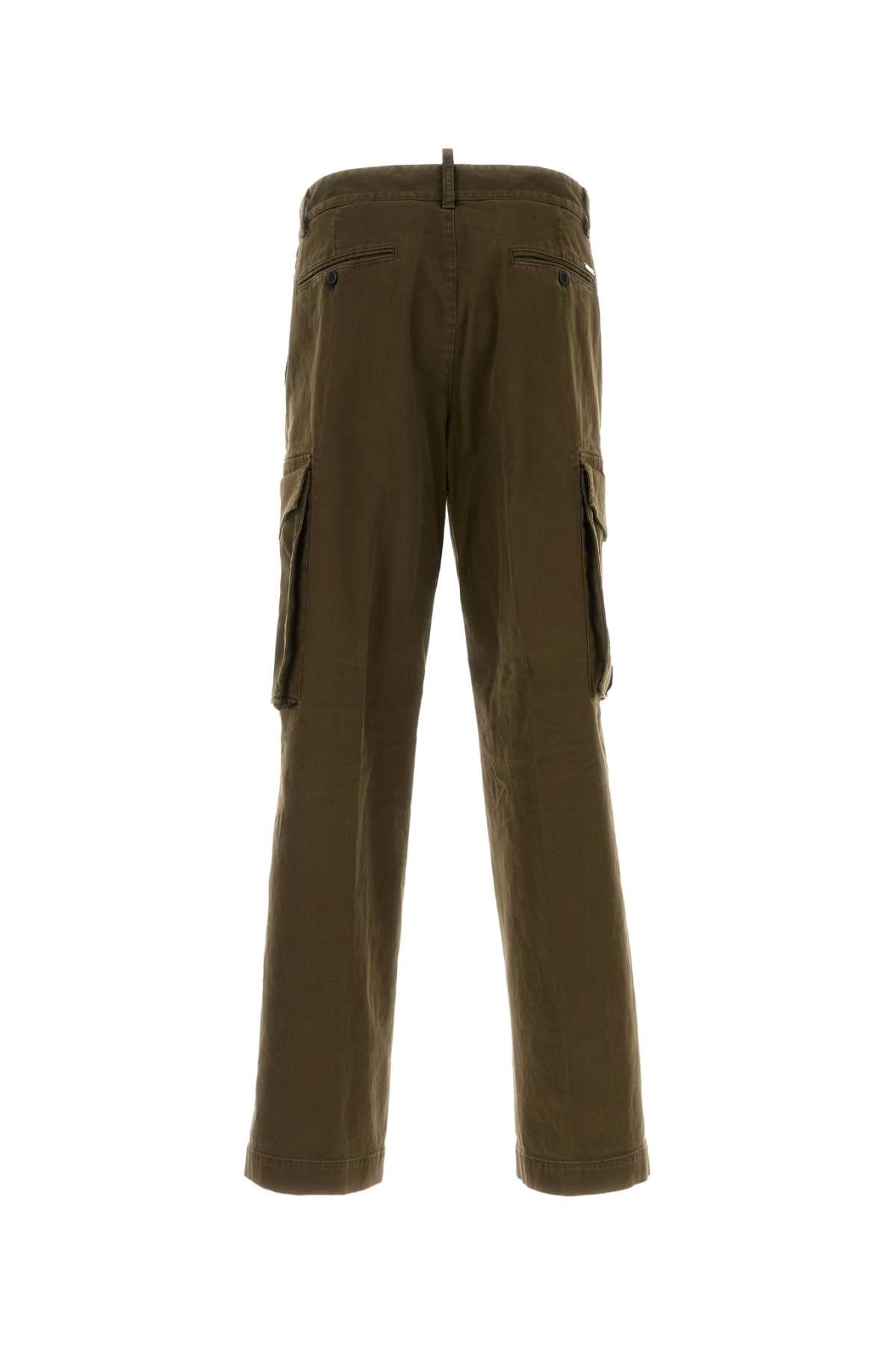 Dsquared Men Olive Green Stretch Cotton Loose Cargo Pant DSQUARED2