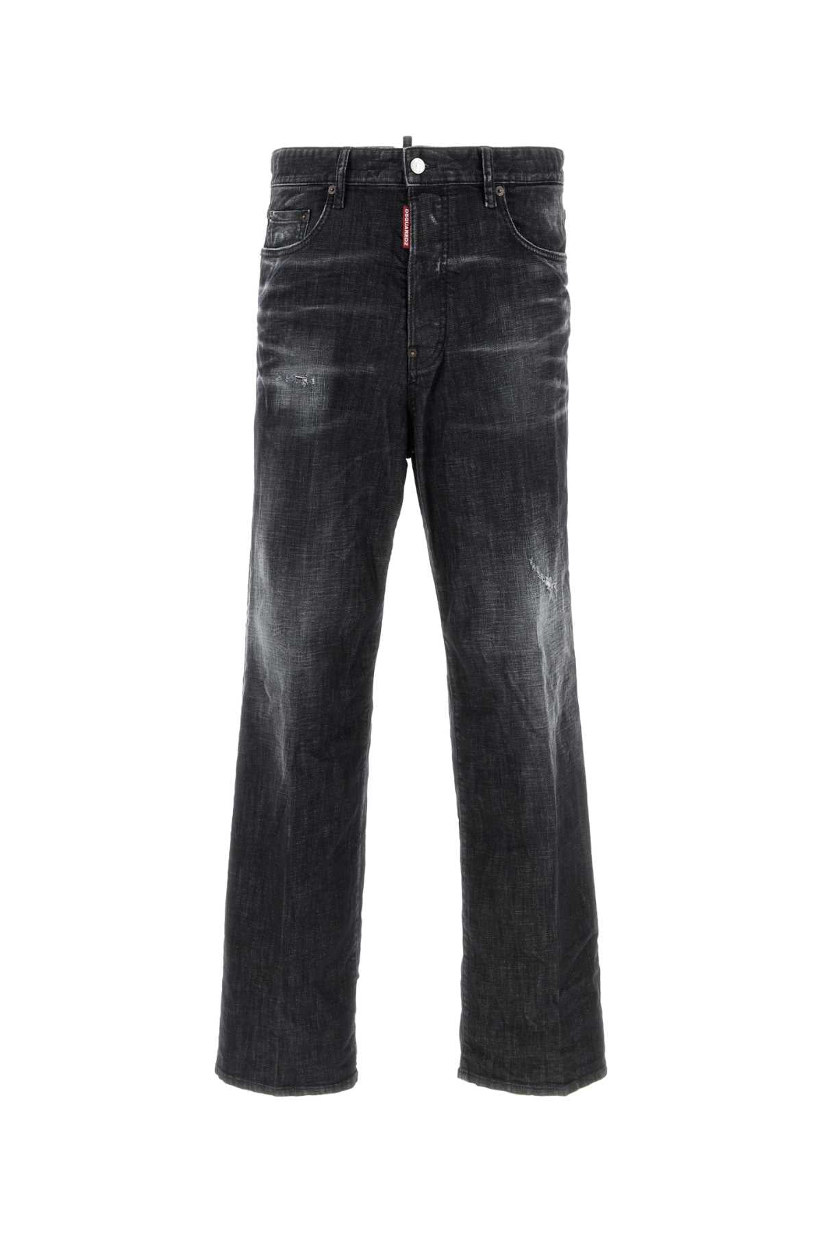 Dsquared Men Black Stretch Denim Loose Jeans DSQUARED2