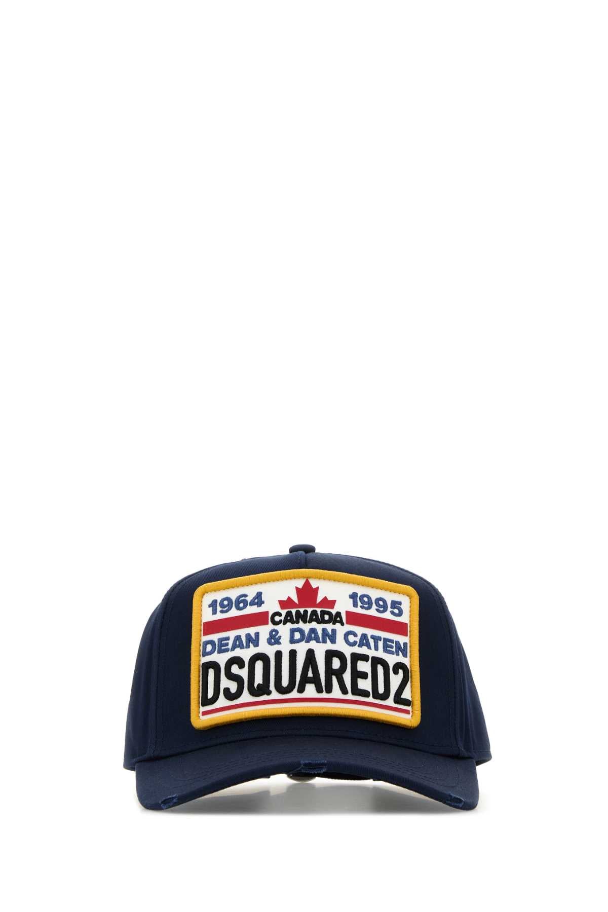 Dsquared Men Navy Blue Cotton Baseball Cap DSQUARED2