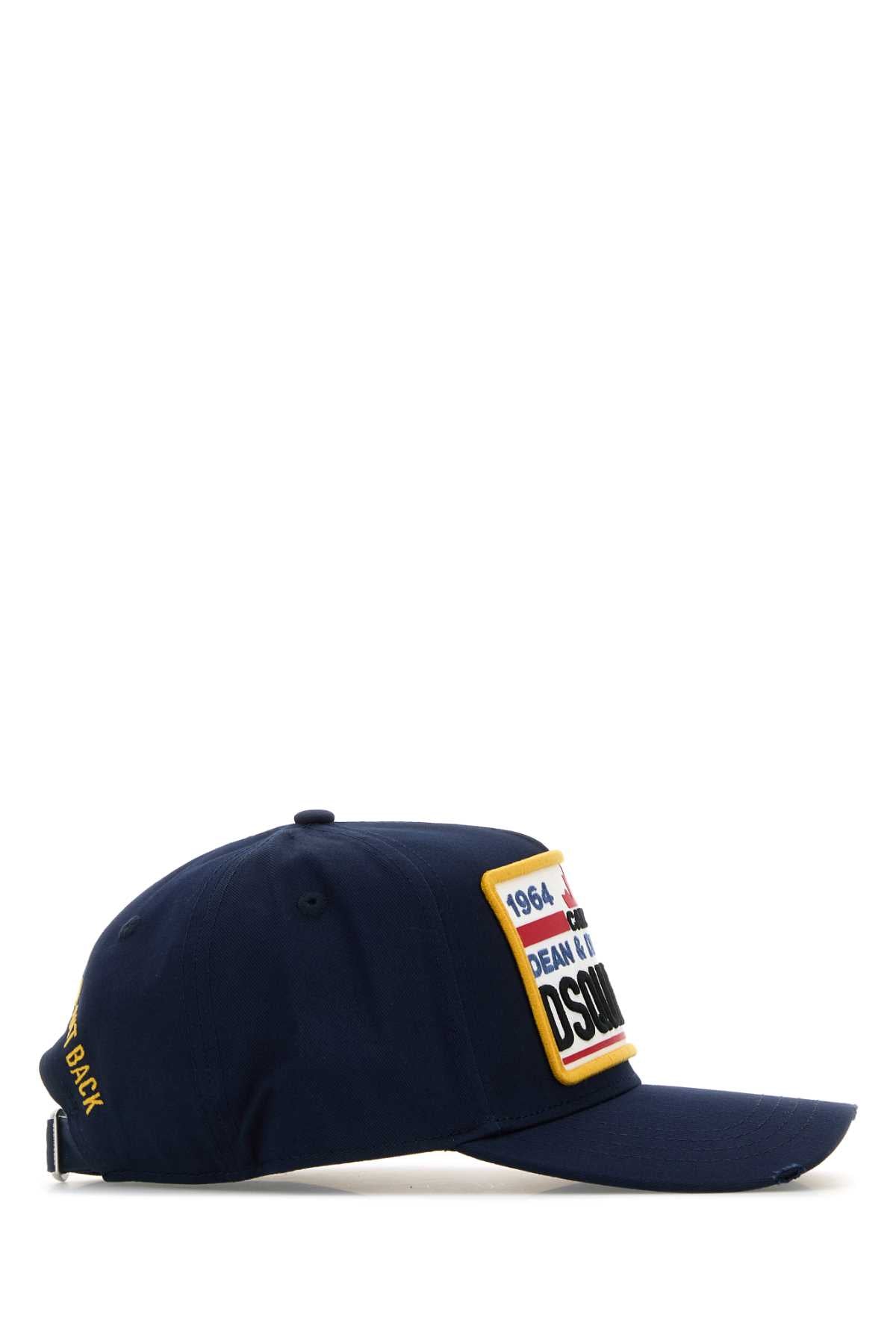Dsquared Men Navy Blue Cotton Baseball Cap DSQUARED2