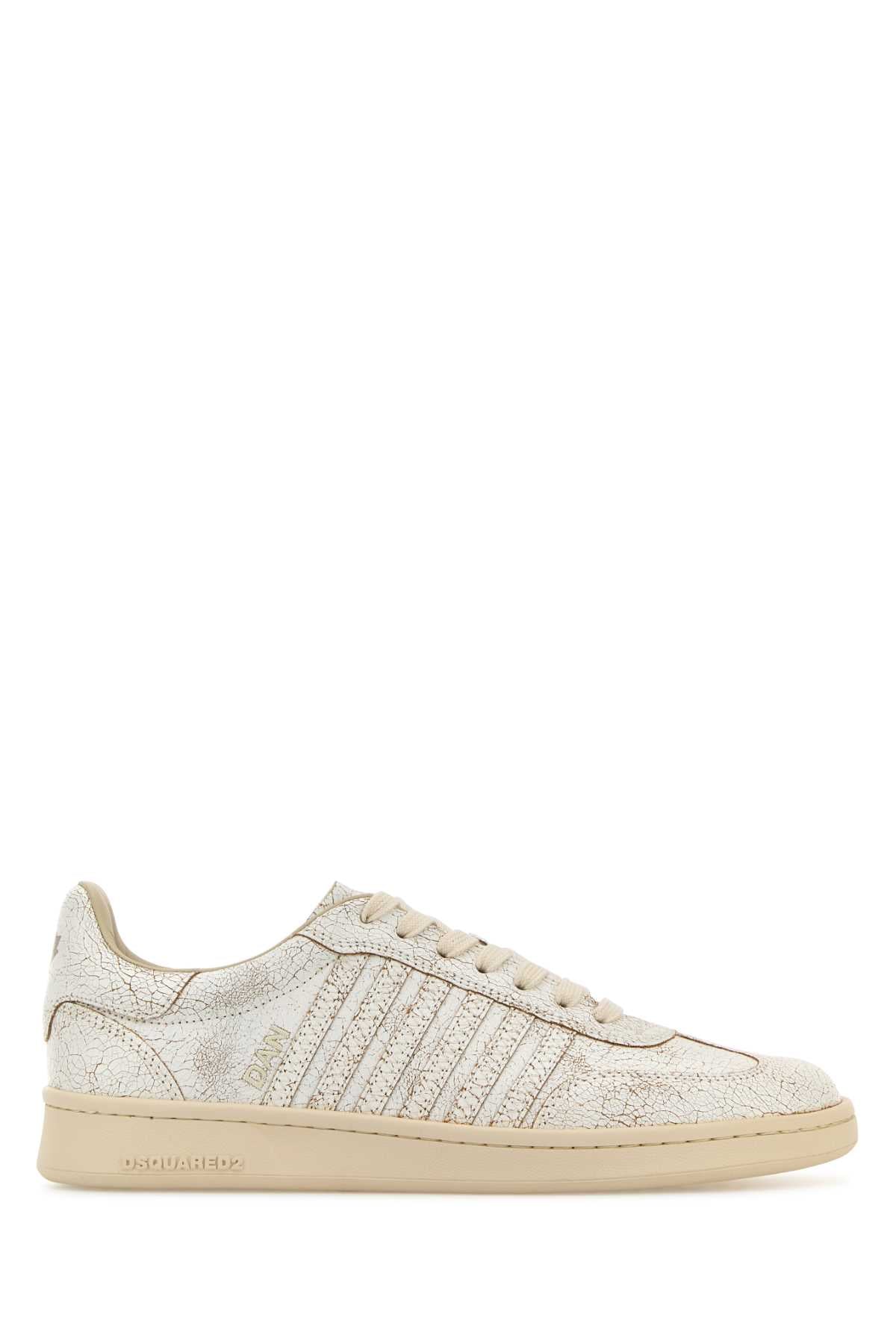 Dsquared Men White Leather Boxer Sneakers DSQUARED2