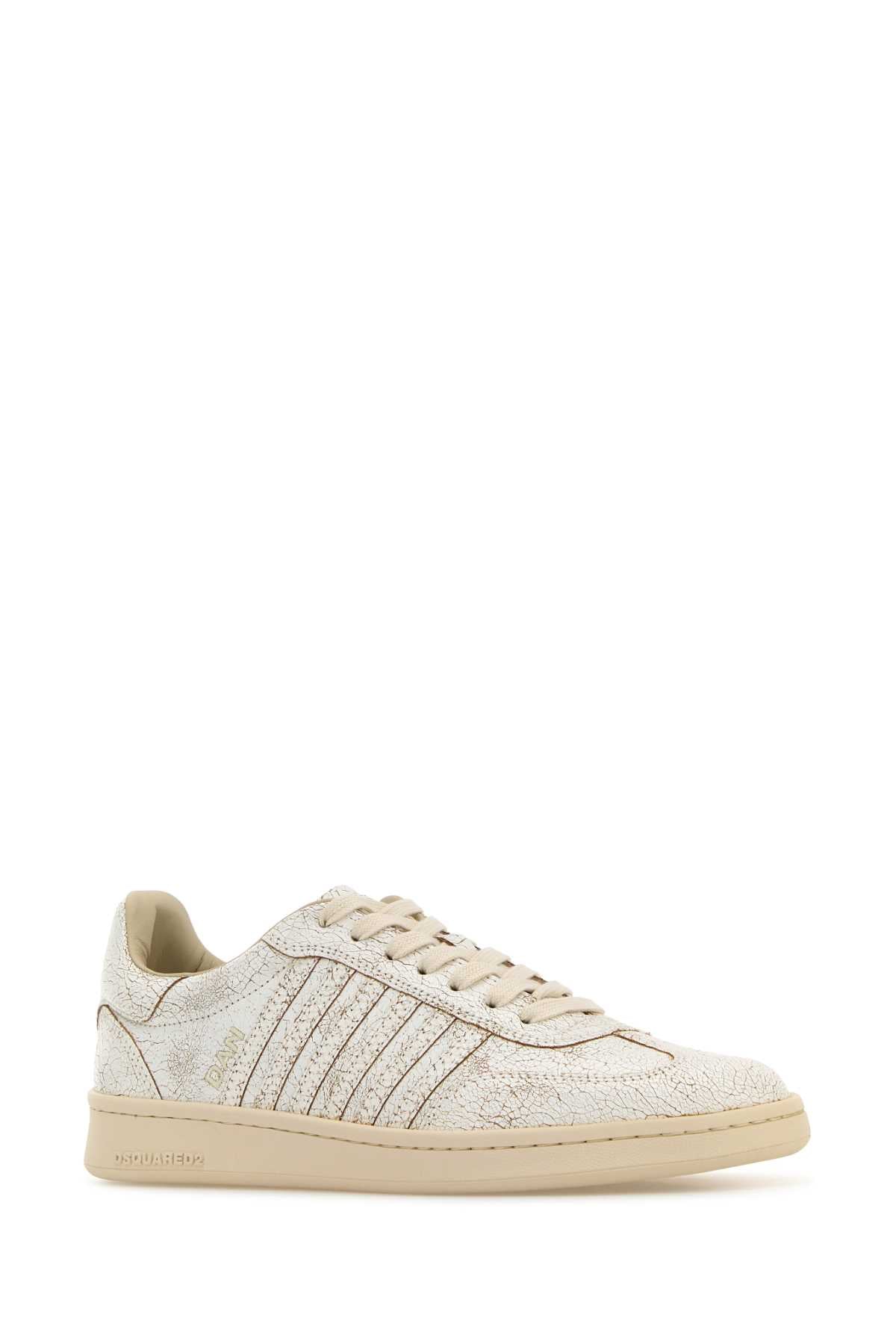 Dsquared Men White Leather Boxer Sneakers DSQUARED2