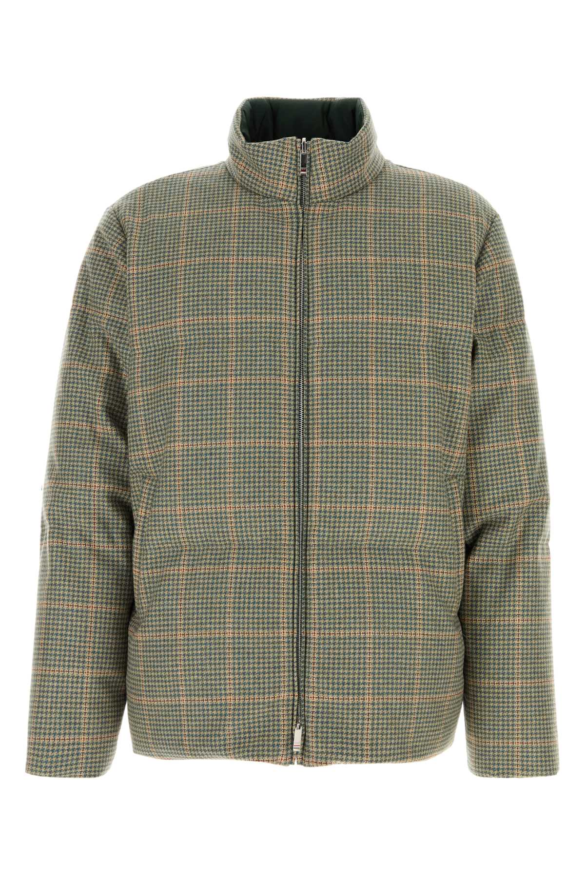 Thom Browne Men Embroidered Wool Reversible Down Jacket THOM BROWNE