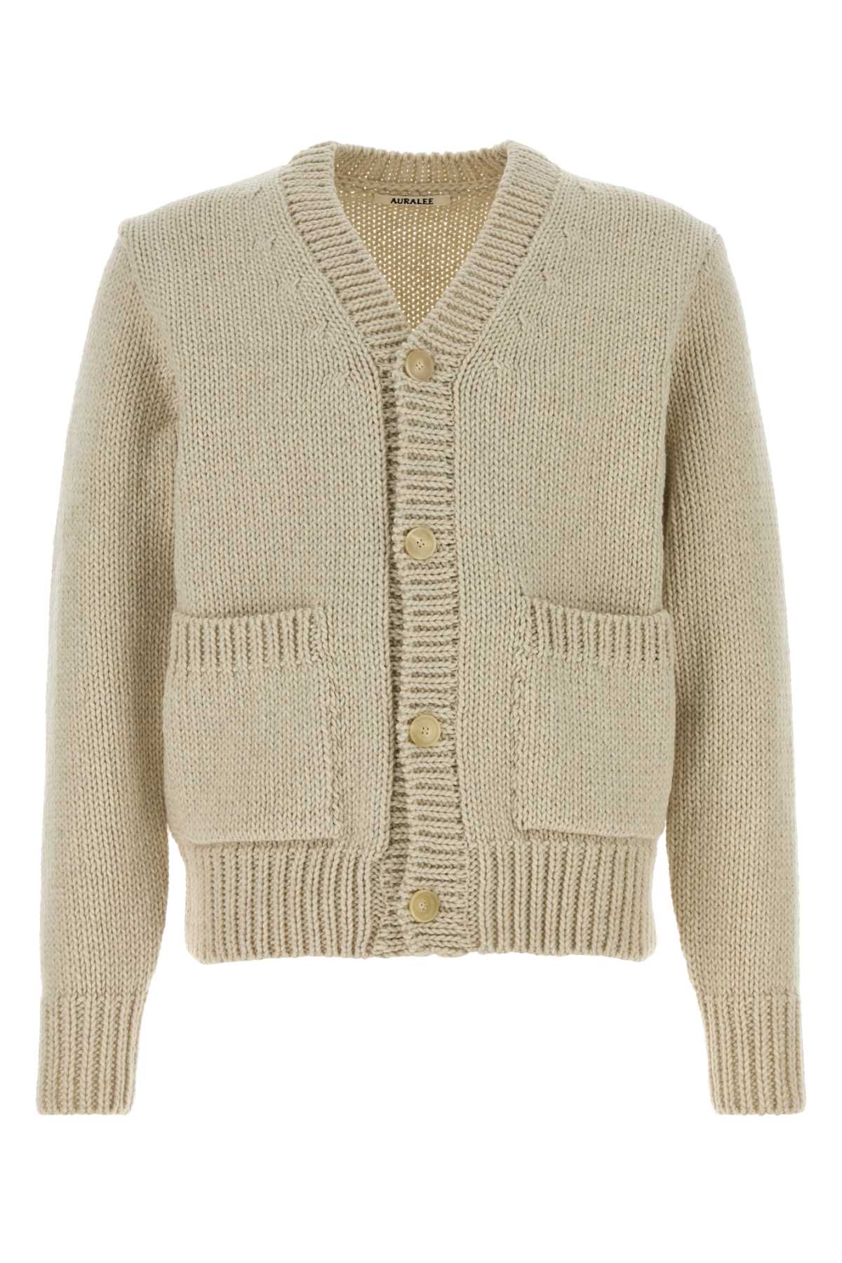 Auralee Men Sand Wool Blend Cardigan AURALEE