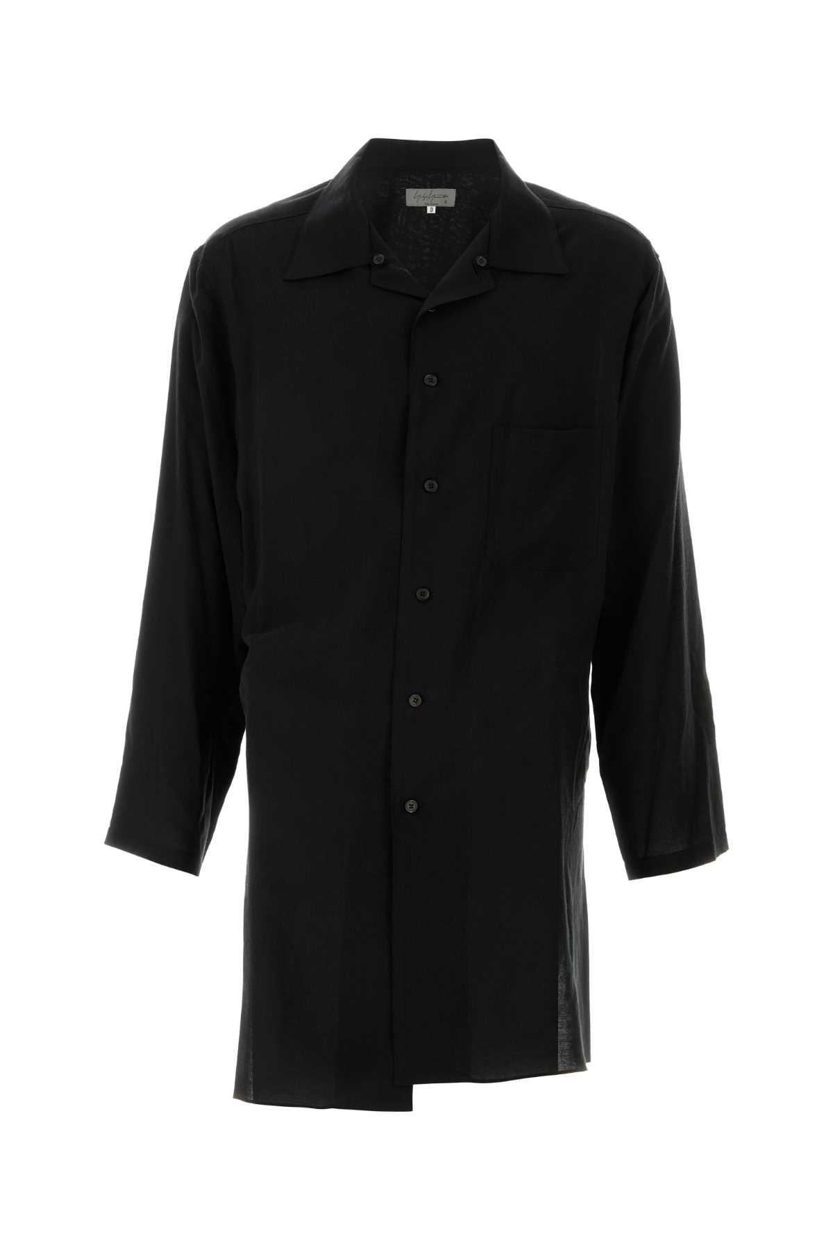 Yohji Yamamoto Men Black Cellulose Oversize Shirt YOHJI YAMAMOTO