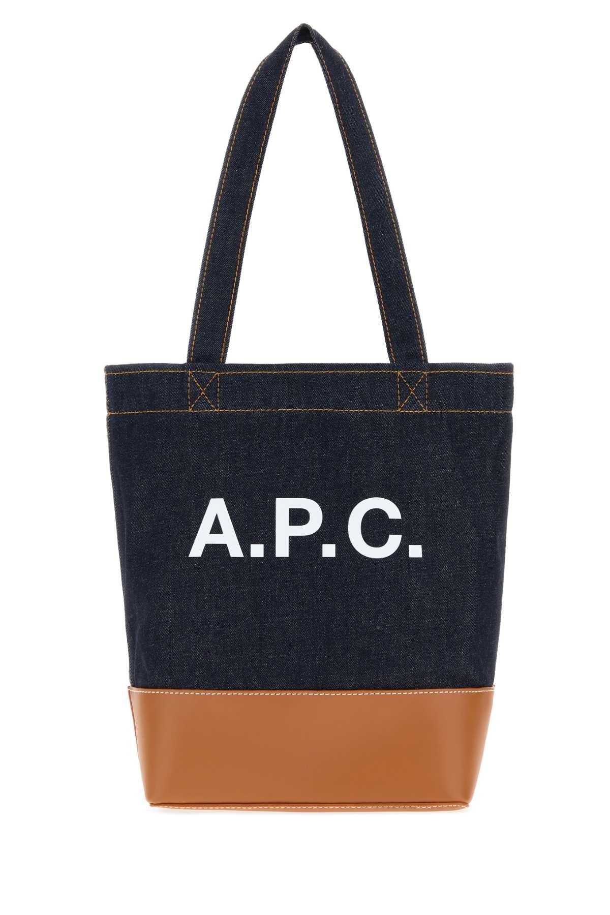 A.P.C. Men Two-Tone Denim And Leather Axelle Shopping Bag A.P.C.