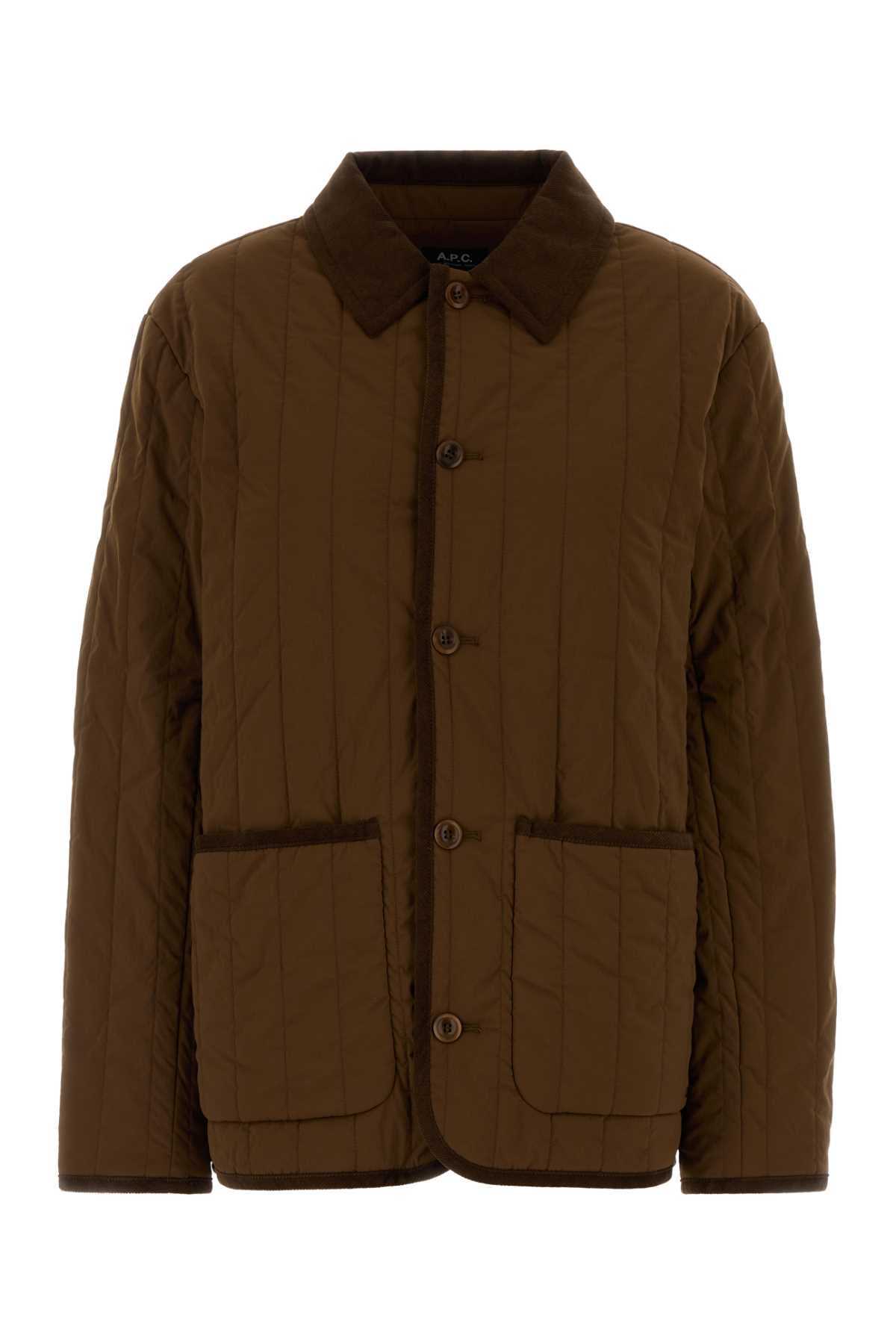 A.P.C. Women Brown Stretch Nylon Leone Jacket