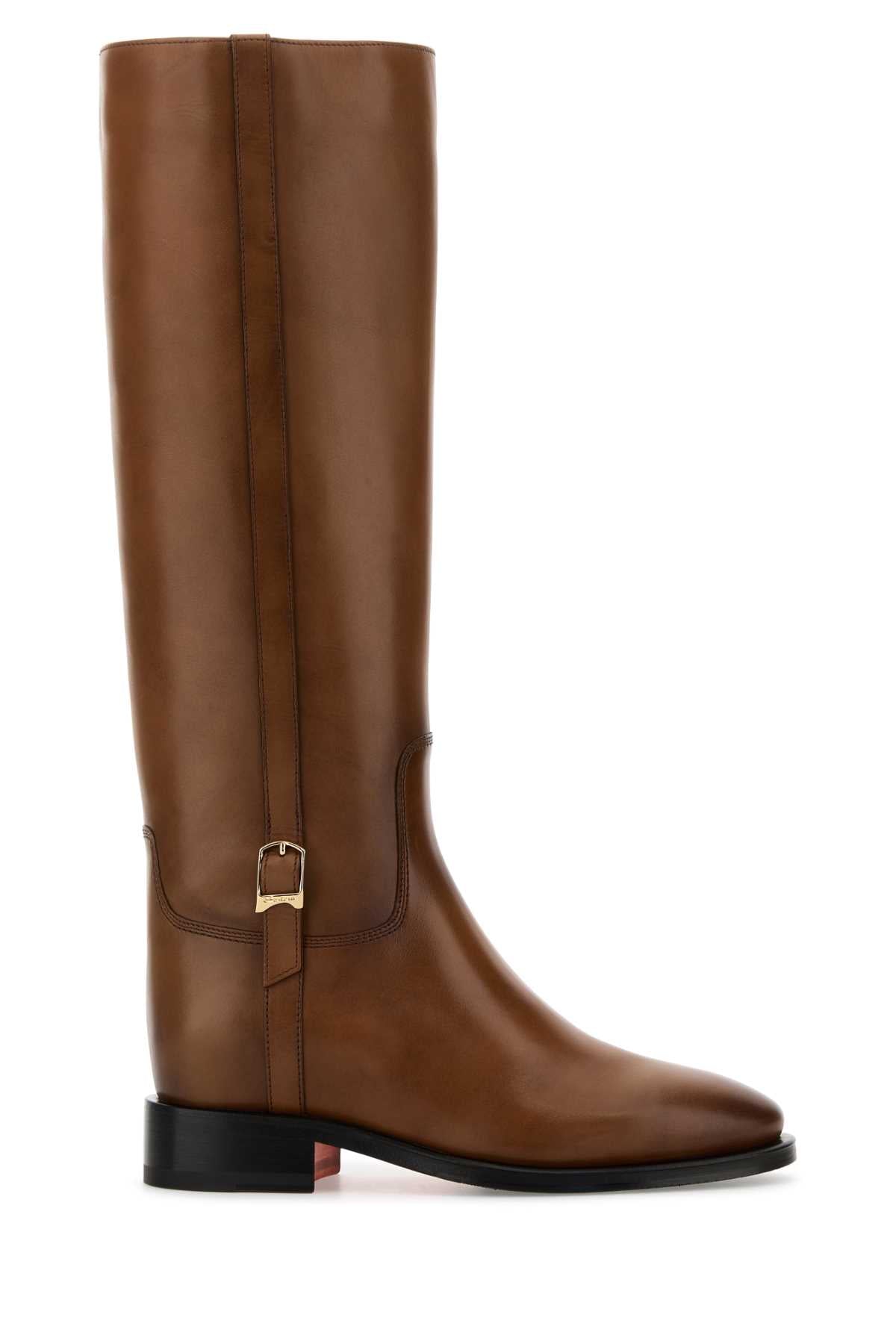 Santoni Women Brown Leather Mandy Boots SANTONI