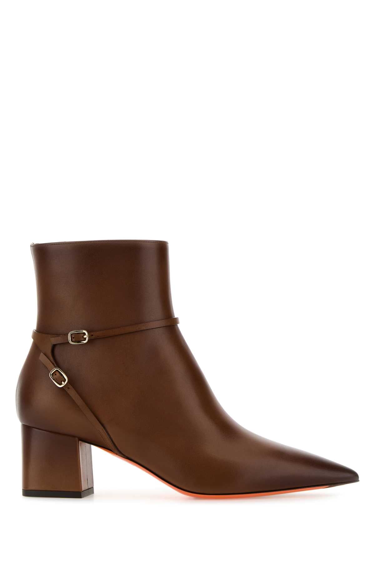 Santoni Women Brown Leather Blondie Ankle Boots SANTONI