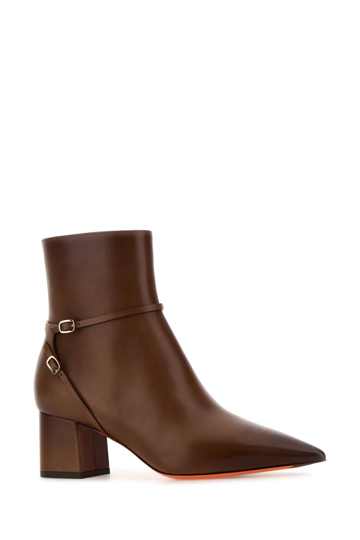 Santoni Women Brown Leather Blondie Ankle Boots SANTONI