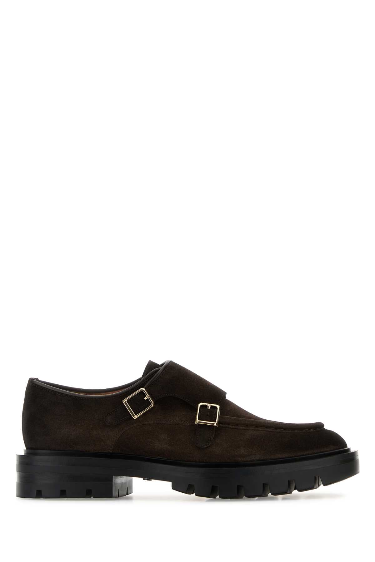 Santoni Women Brown Suede Loafers SANTONI