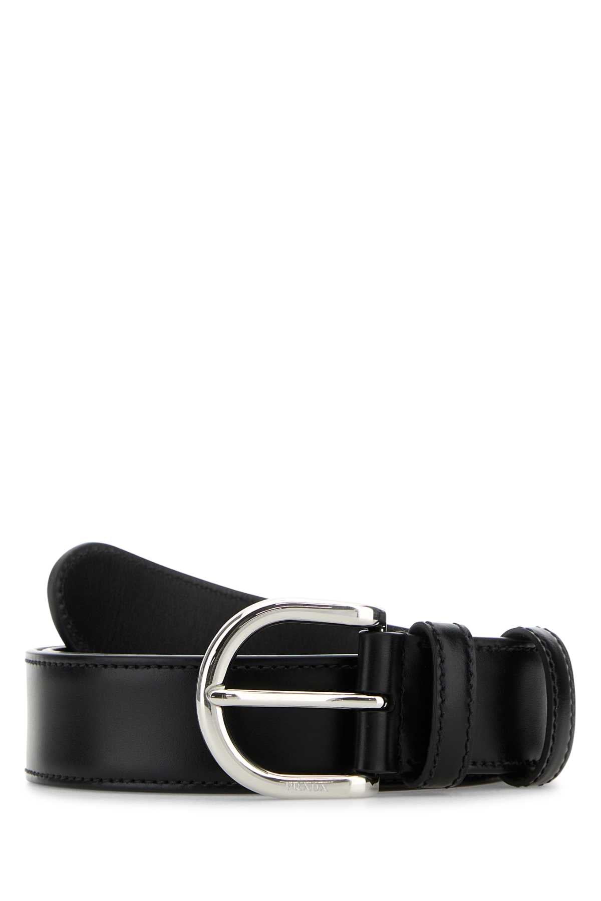 Prada Women Black Leather Belt PRADA