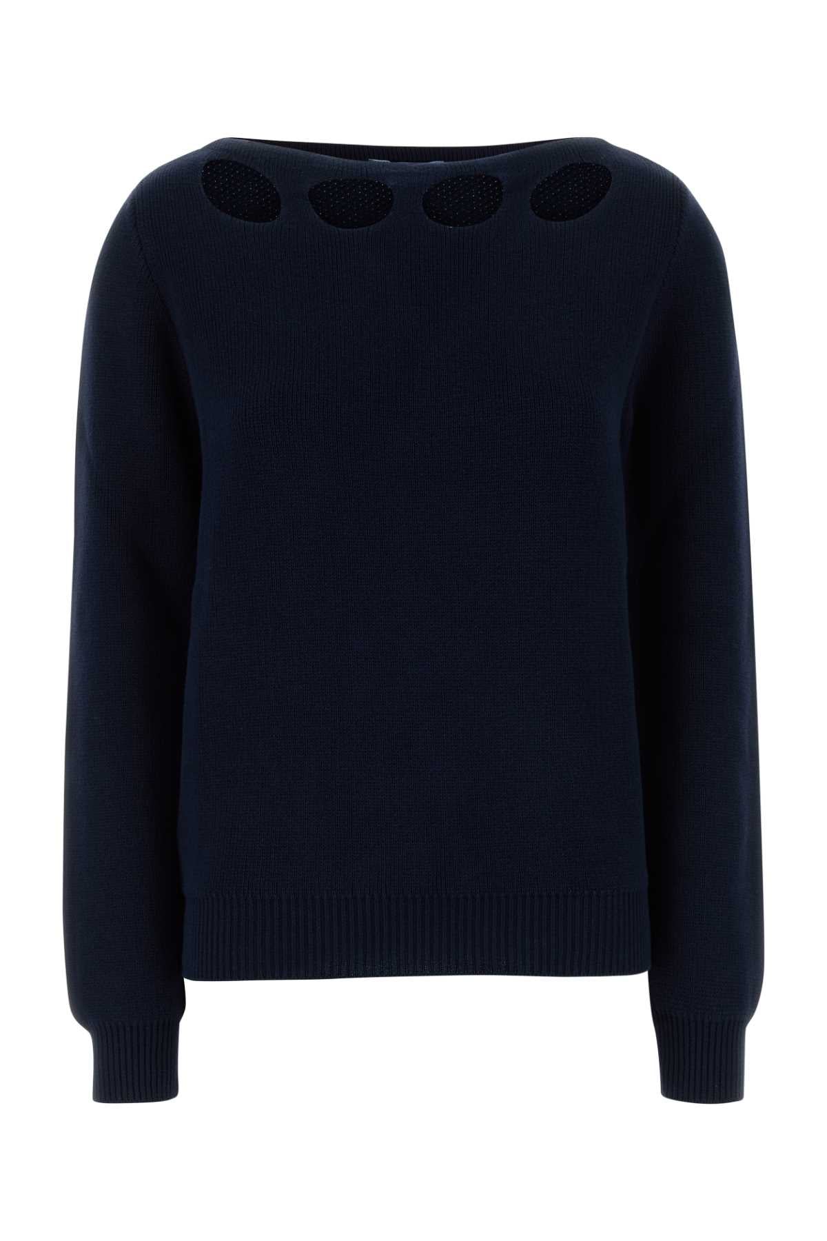 Prada Women Navy Blue Cotton Sweater PRADA