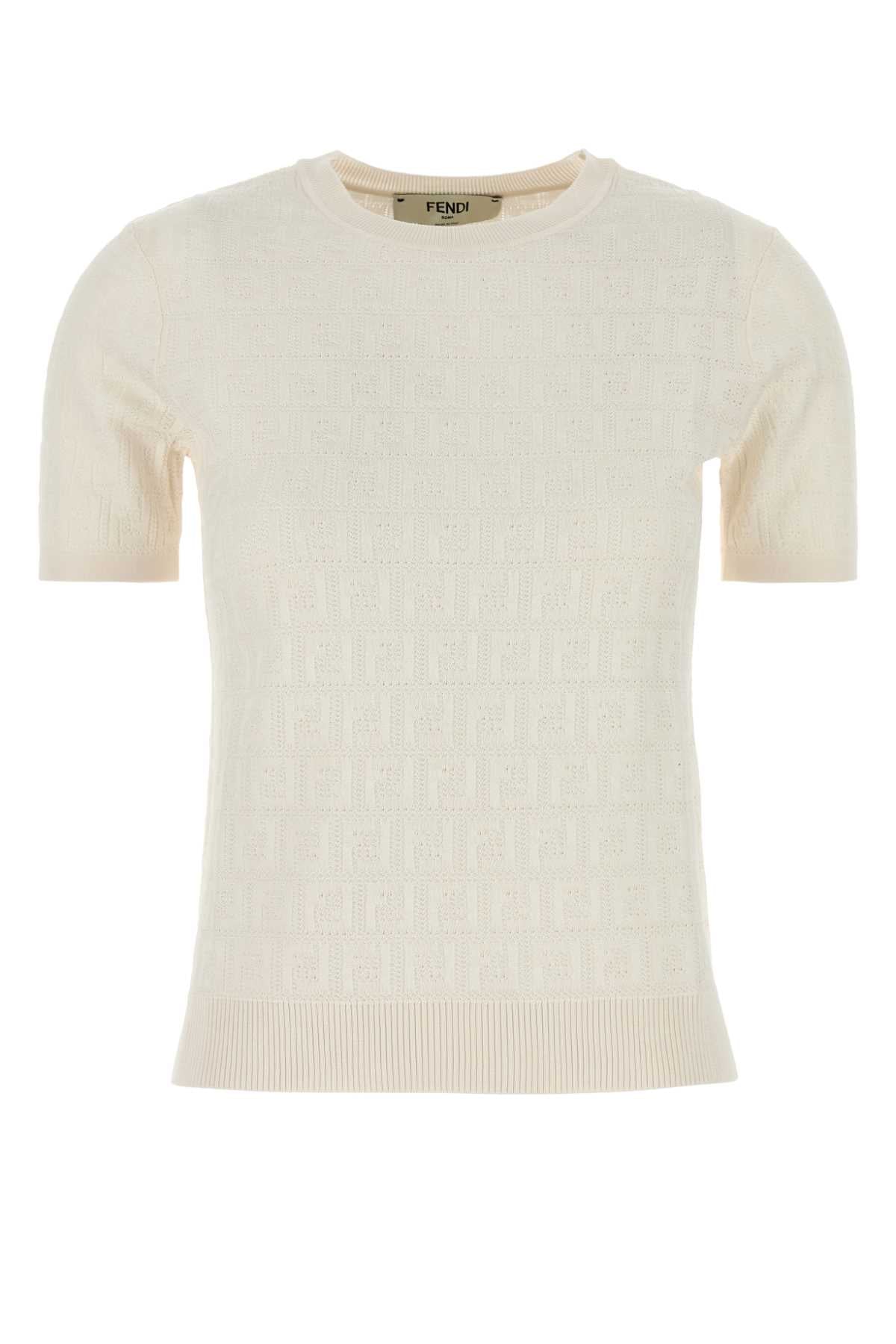 Fendi Women Ivory Cotton Blend Sweater FENDI