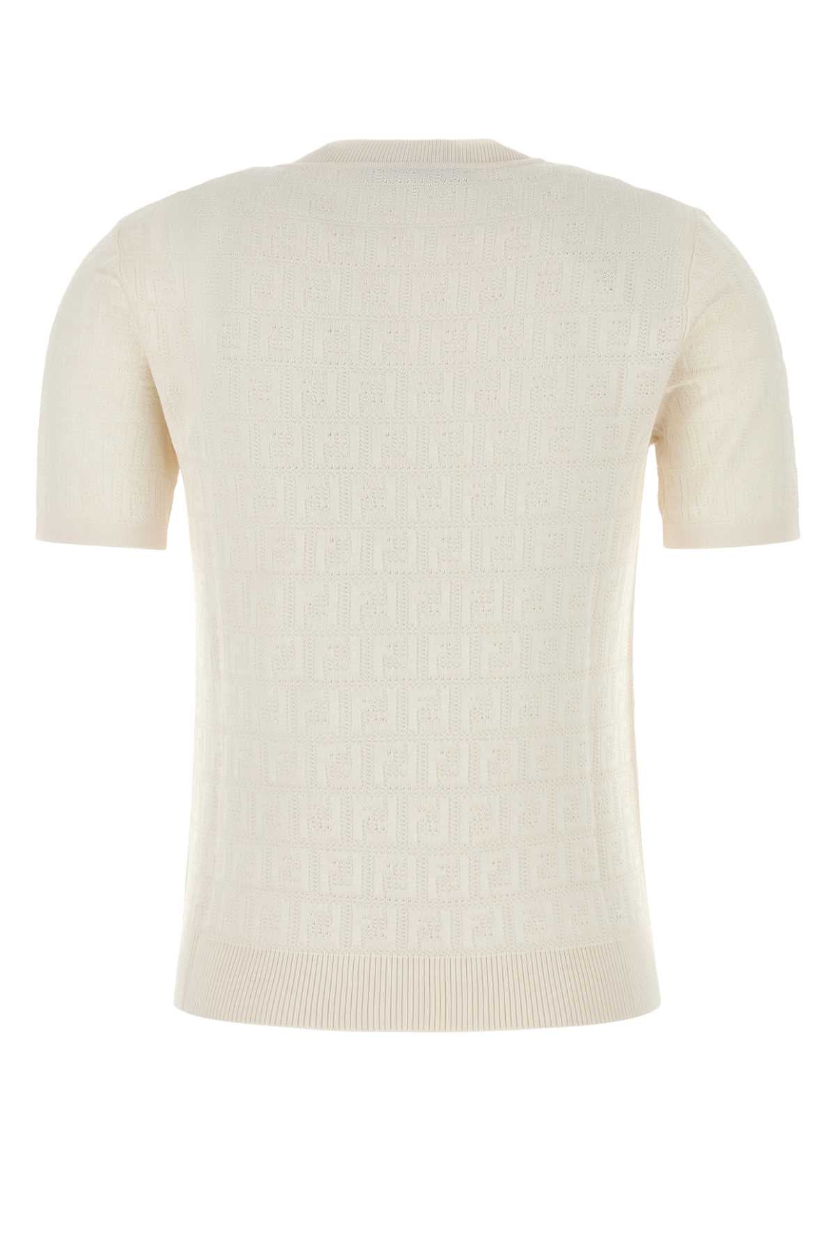 Fendi Women Ivory Cotton Blend Sweater FENDI