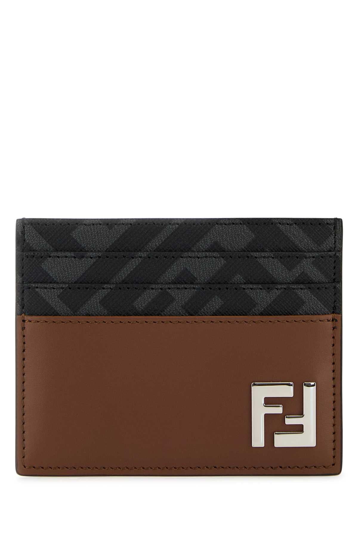 Fendi Men Multicolor Leather And Canvas Cardholder FENDI