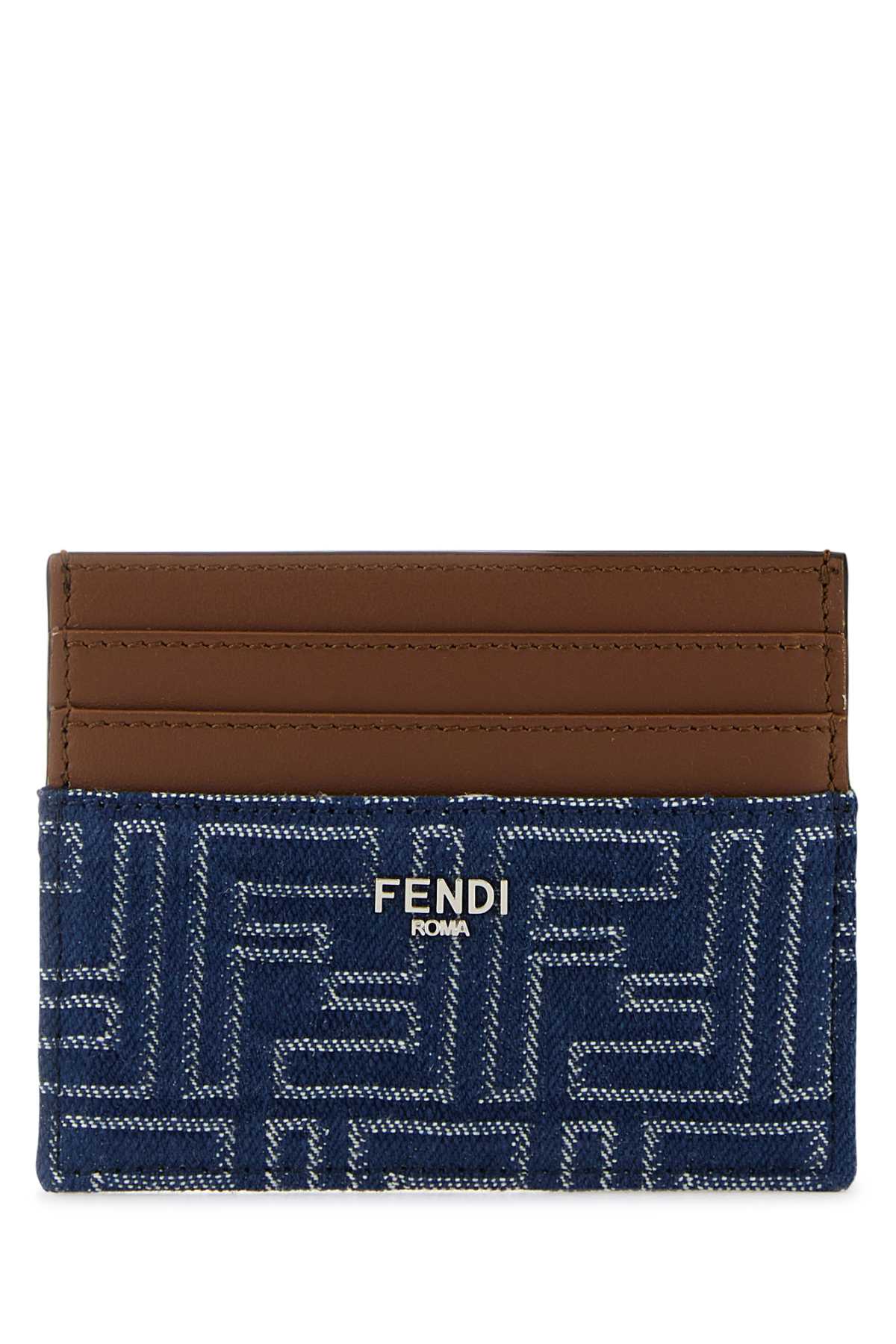 Fendi Men Embroidered Denim Card Holder FENDI