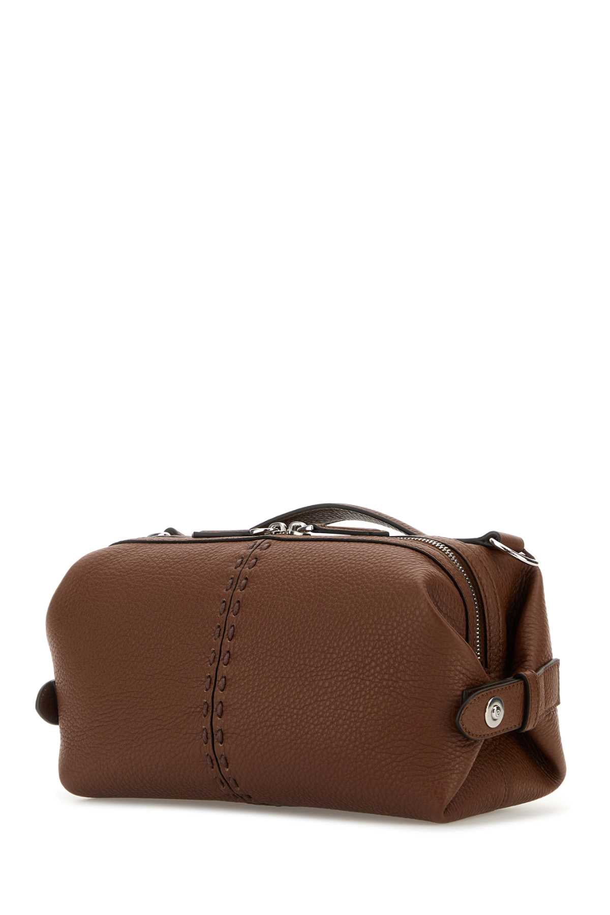 Fendi Men Brown Leather Small Fendi Siesta Ff Selleria Handbag FENDI