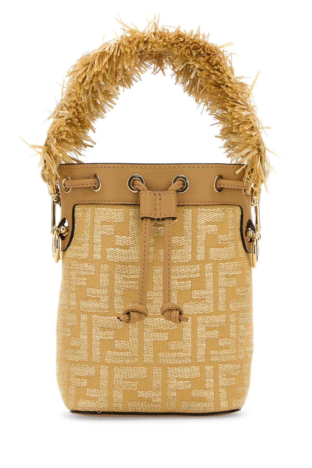 Fendi Women Embroidered Raffia Mini Mon Tresor Bucket Bag FENDI
