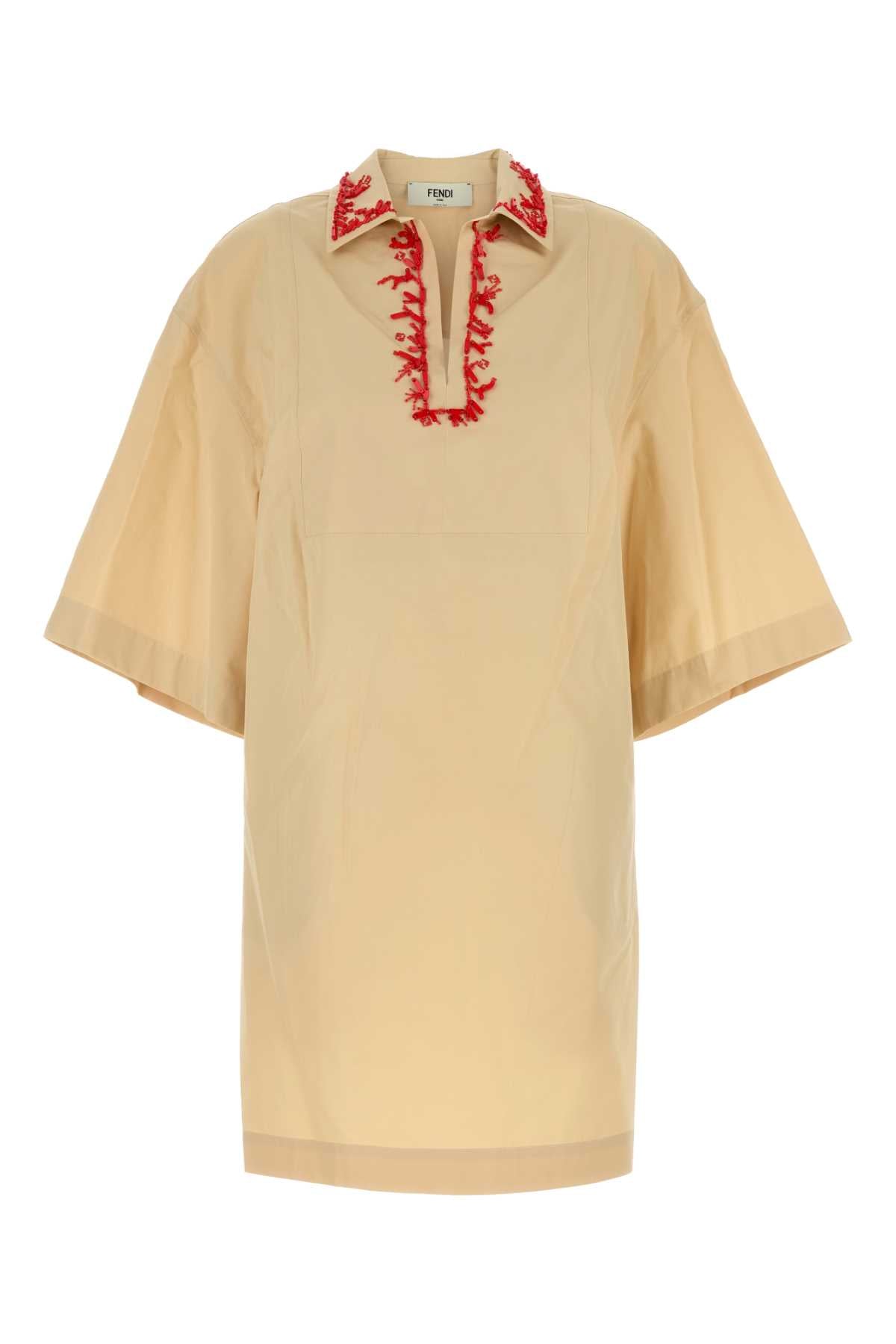 Fendi Women Pastel Yellow Poplin Dress FENDI