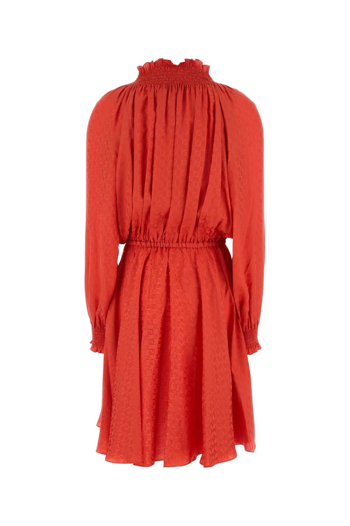 Fendi Women Coral Silk Mini Dress FENDI